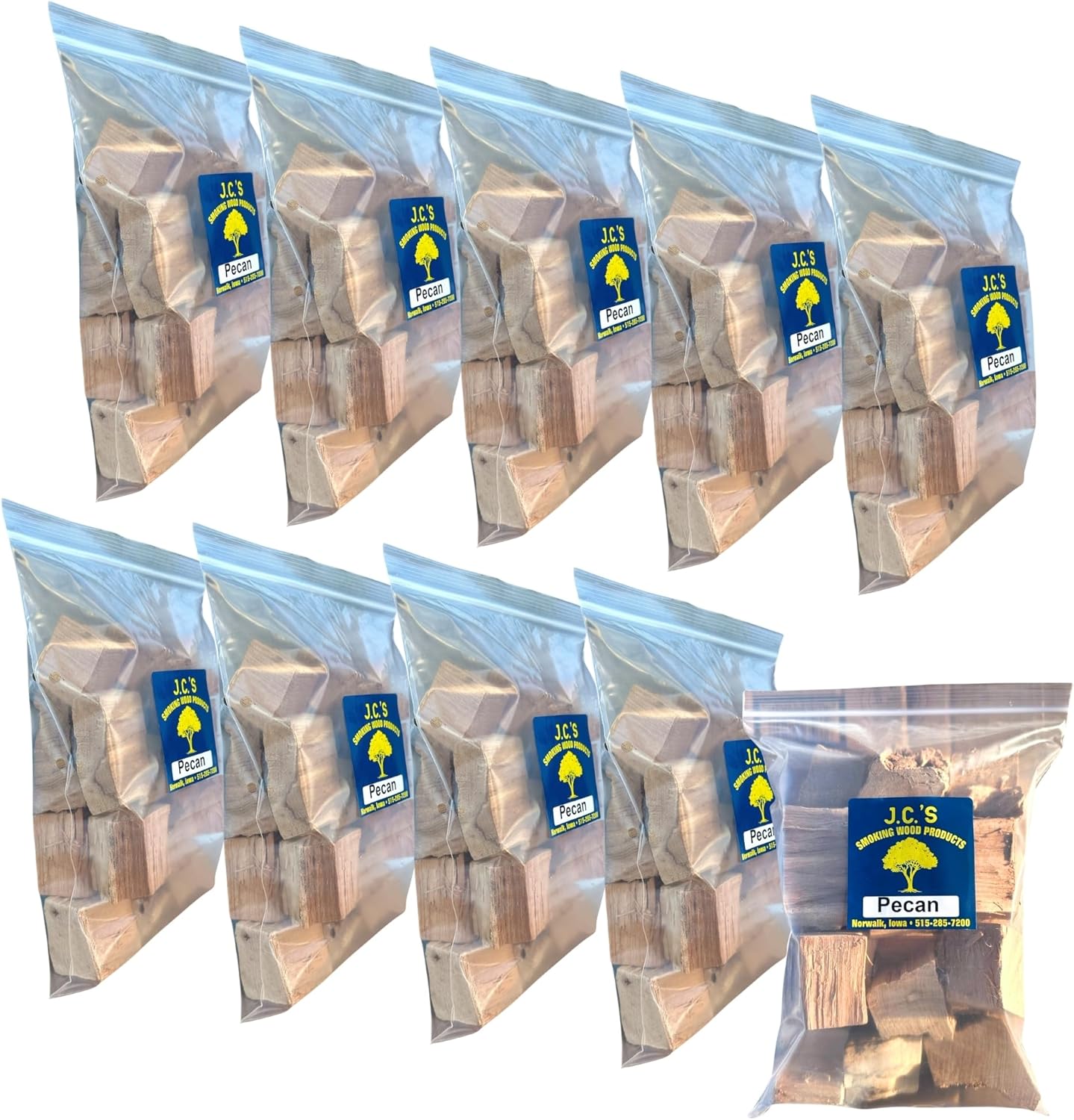 J.C.'s Smoking Wood Chunks - Gallon Sized Bag - Pecan 10PK