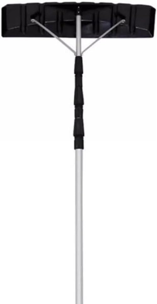 Extendable Roof Snow Remover Rake, Telescoping Aluminum Pole 2–6.4m with Twist Lock, Wide Shovel Blade Snow Rake for Roof, Carport and Awning, Winter Snow Clearing Tool