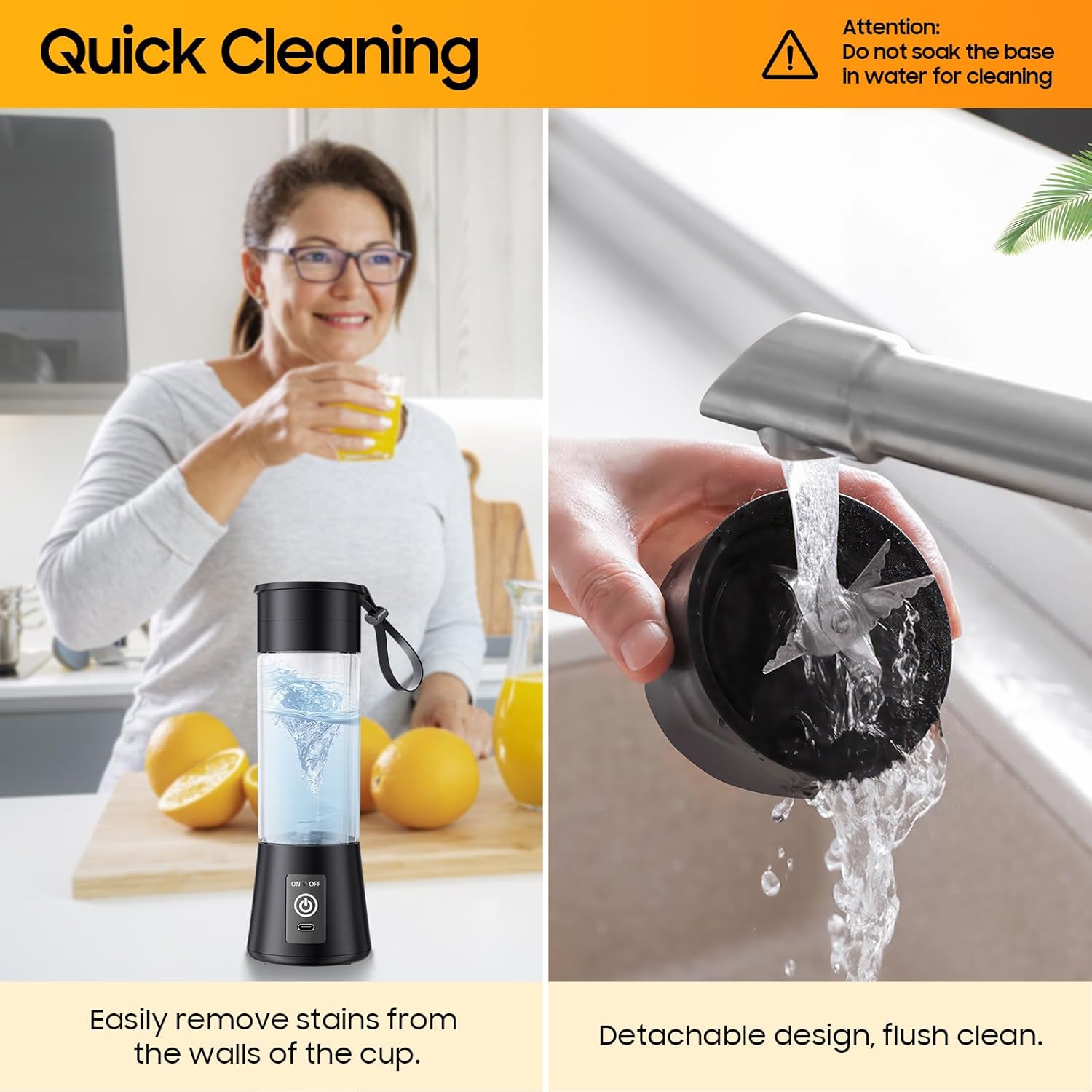 Portable Blender for Shakes and Smoothies - Newly Upgraded 13 Oz Mini Blender with 6 Blades, USB & Type-C Rechargeable, Suitable for Making Fresh Juice, Convenient for Travel and Sports