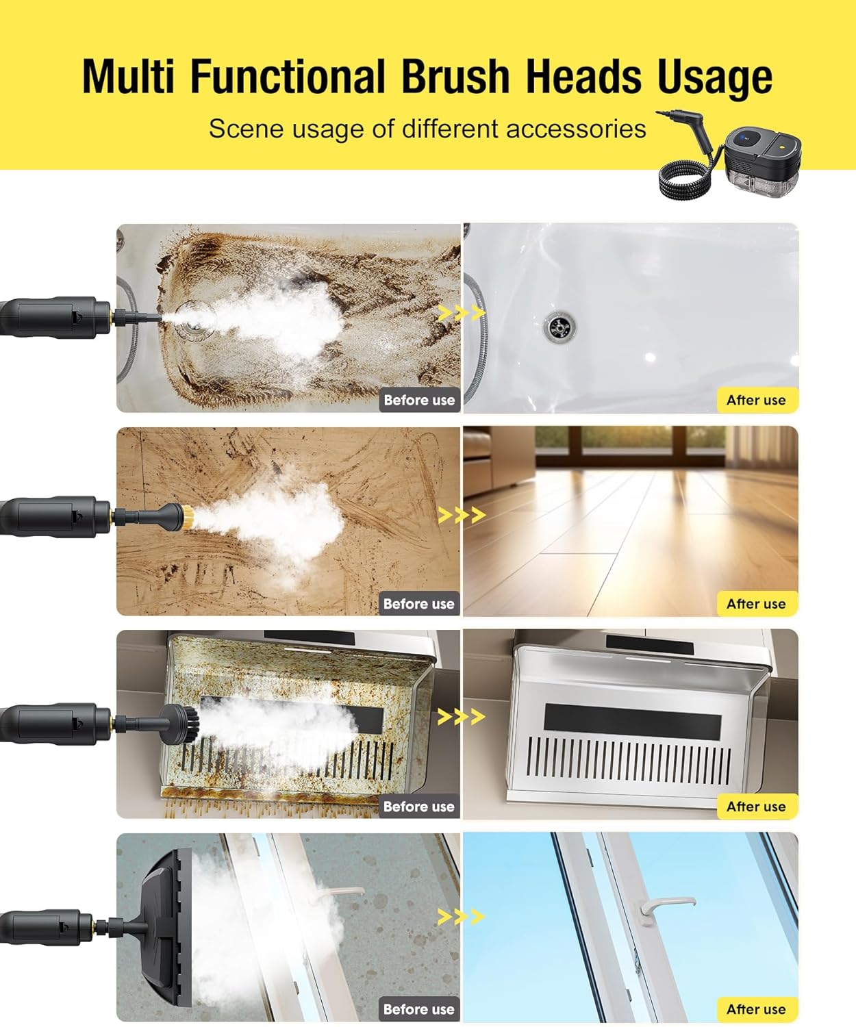 Steam Cleaner for Home 2500W Portable Steam Cleaner for Car,1.69 Quarts Large Capacity Tank, 13PCS Accessories Steamer for Home, kitchens,Camping