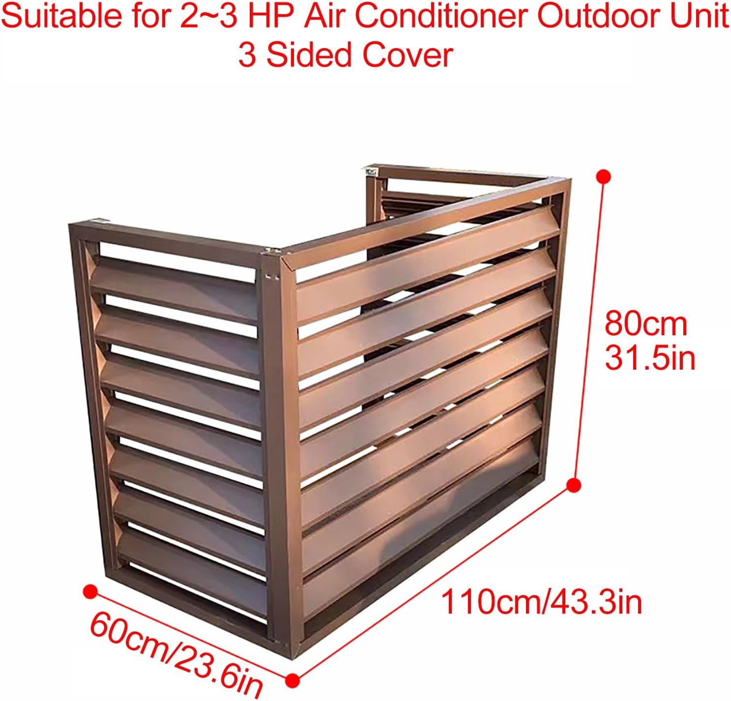 Ac Covers for Outside Air Conditioner Cover Fence Ac Unit Cover Metal, Noise Reduction, for Outdoor Hide and Privacy Brown 3 Sides for 2~3