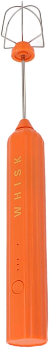 USB Stainless Steel Electric Household Mixer, Handheld Small Mixer Wireless Whisk Frother Wand, Ideal Hand Frother for Kitchen Use (Orange)
