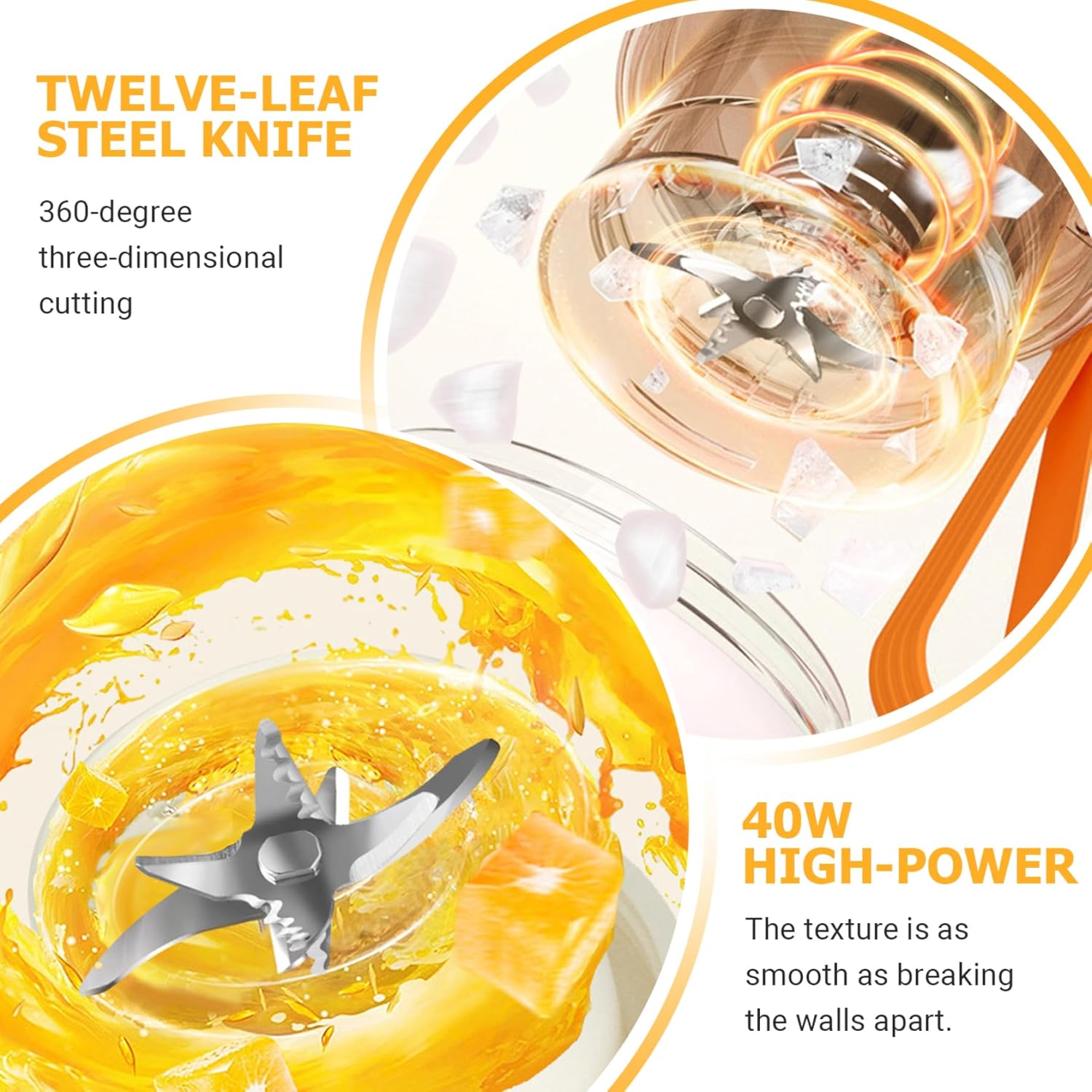 Portable Blender 450ml/15oz Wireless Fast Clear Juice Blender with Safety Lock & Strap Keep Fresh for Home, Office, School, Travel Personal, Mini, Single Serve, Small Ble