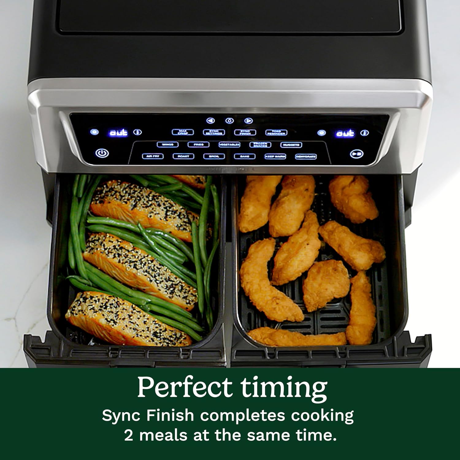Cuisinart Dual Basket Air Fryer, Two Baskets 11 Qt in Total, 6 Functions: Air Fry, Roast, Bake, Broil, Dehydrate & Keep Warm, Features Sync Finish & Sync Settings, Toss Reminder & Auto-Pause, ADZ-112