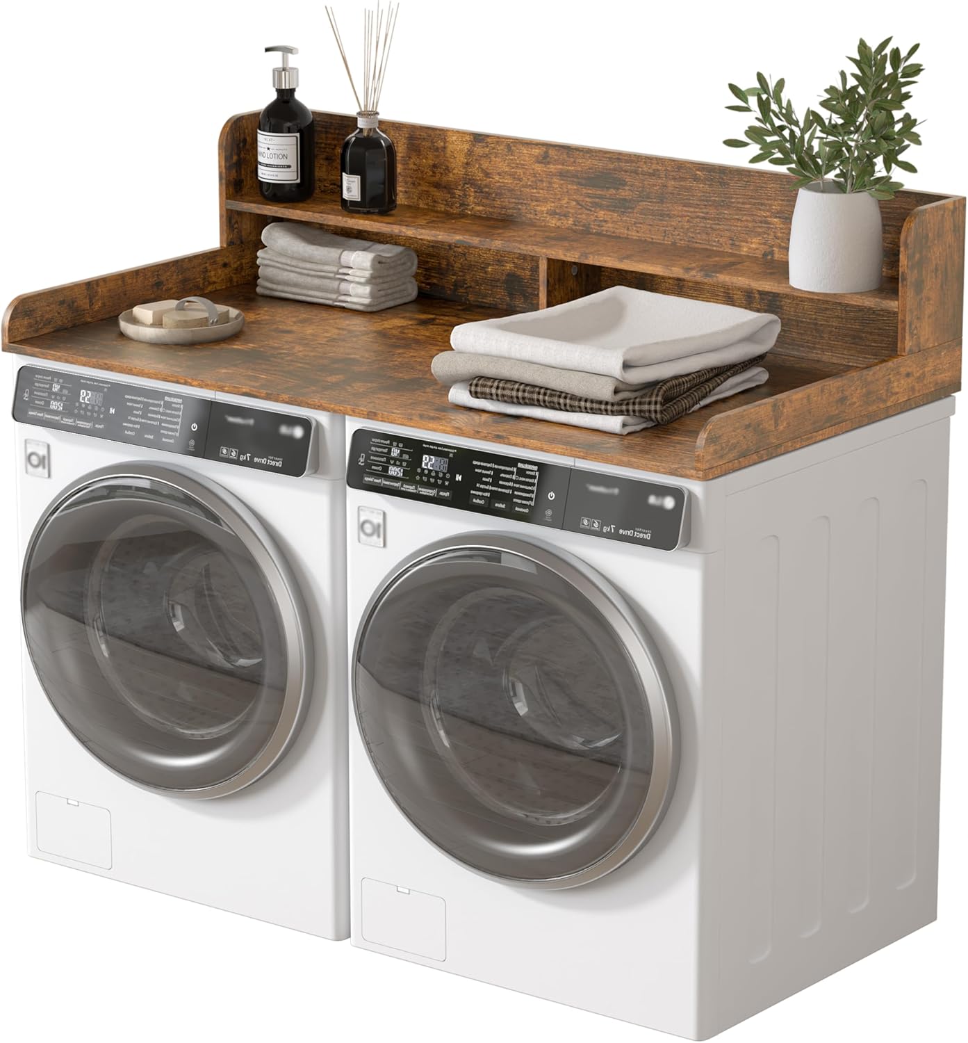 Piskyet Washer Dryer Countertop,2- Tier Laundry Countertop with Edge Rails,27.5