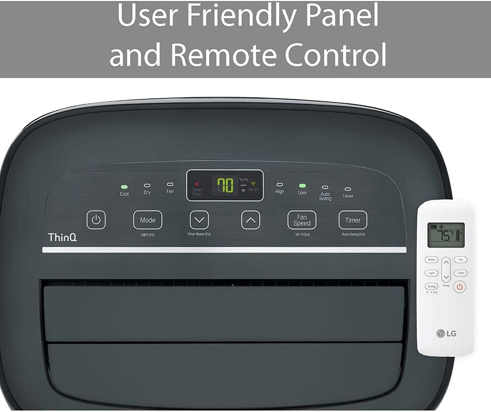 LG 8,000 BTU Smart Portable Air Conditioner, 115V, Cools 350 Sq.Ft. (14' x 25' Room Size), Portable Air Conditioner for Home with Voice Control, Works with LG ThinQ, Amazon Alexa, and Hey Google