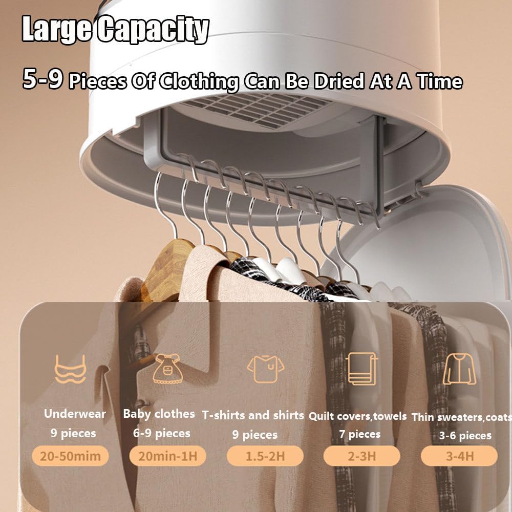 600w Portable Clothes Dryer, Electric Laundry Dryer Machine With Dryer Bag, Travel Mini Dryer For Clothes, Portable Dryer Machine For Clothes, Dryer With Timer, For Travel, Rv, Home,Black