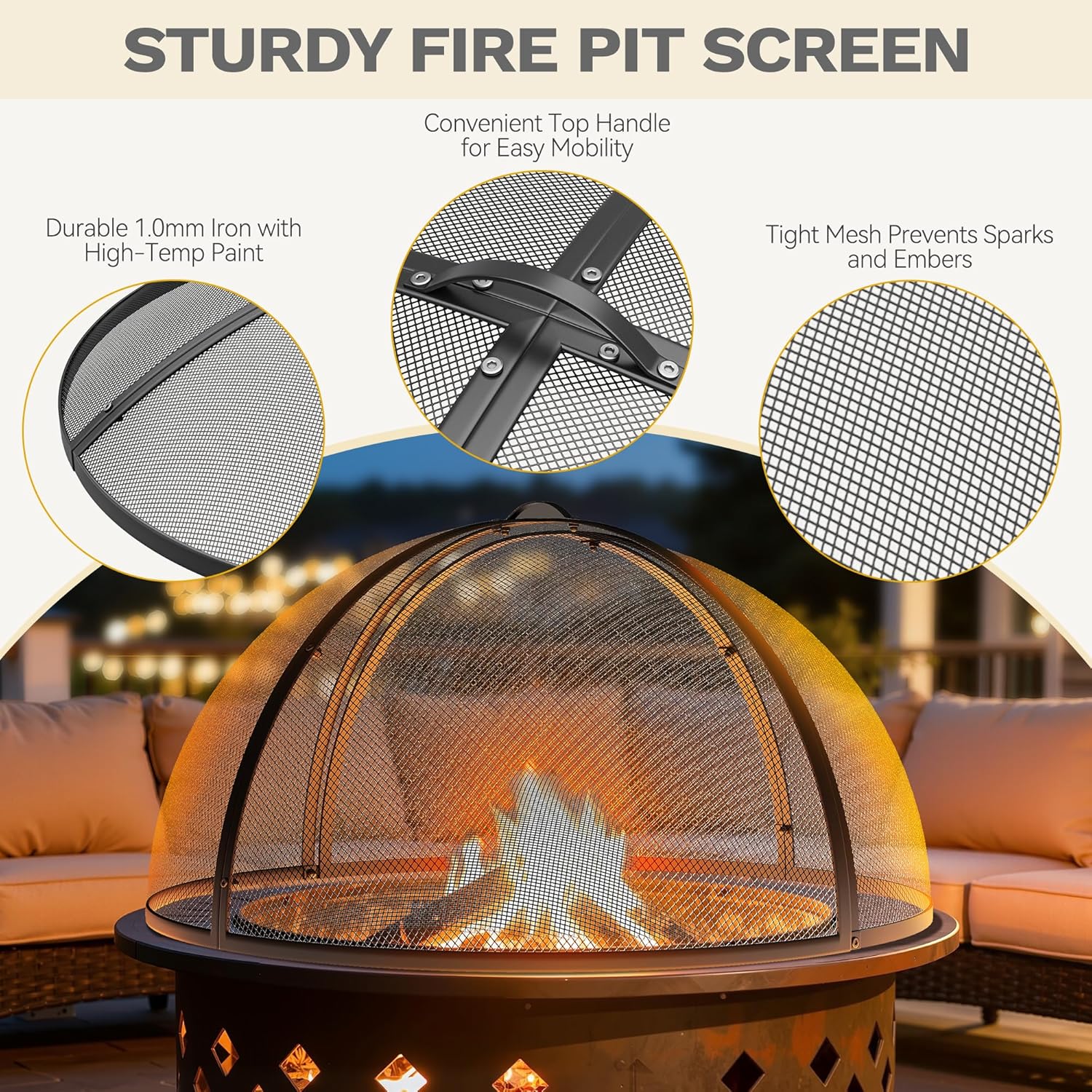 DWVO Fire Pit Spark Screen, 36