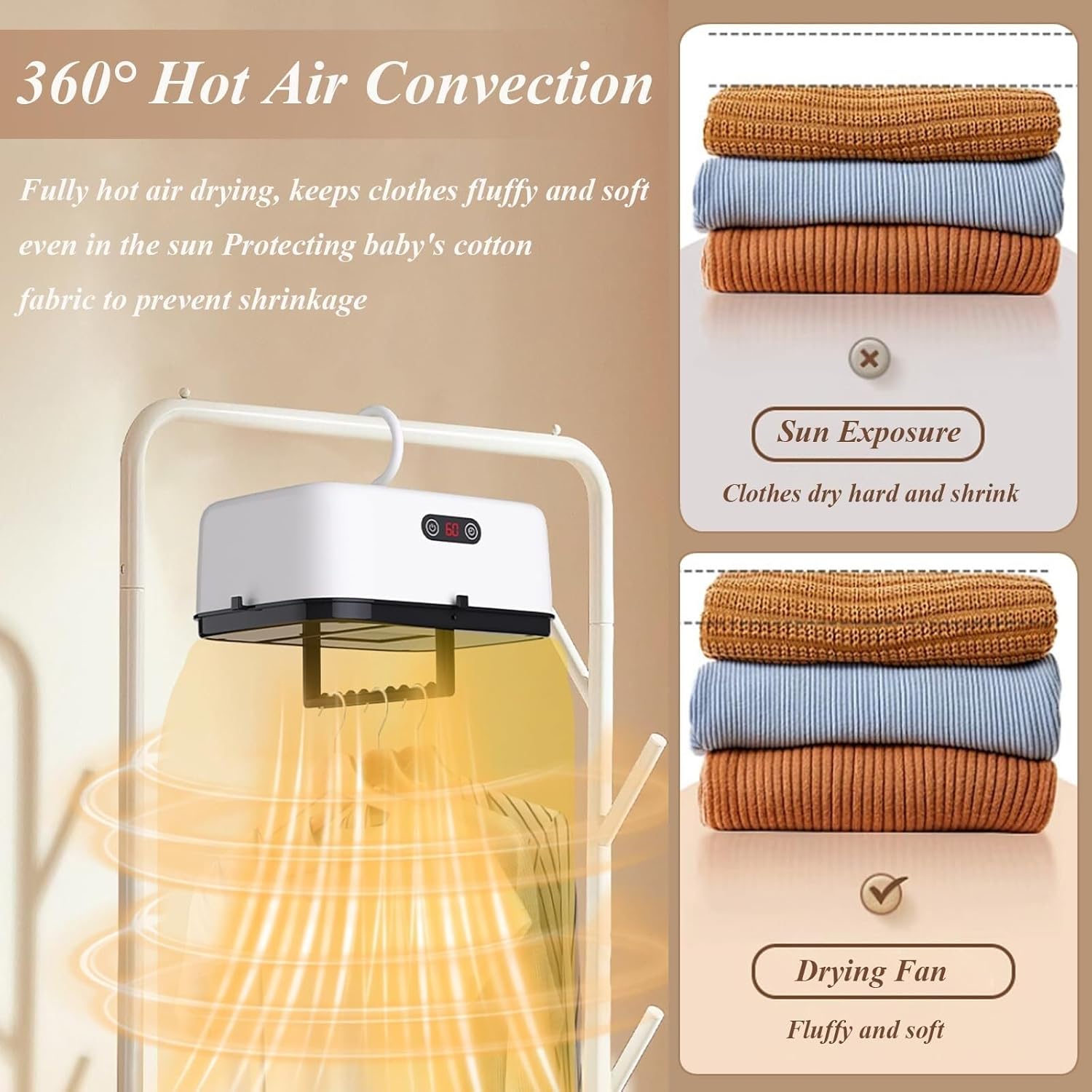 Portable Clothes Dryer Small Compact Foldable Electric Drying Machine with Dry Bag for Travel,RV, Home,Apartment(Green)