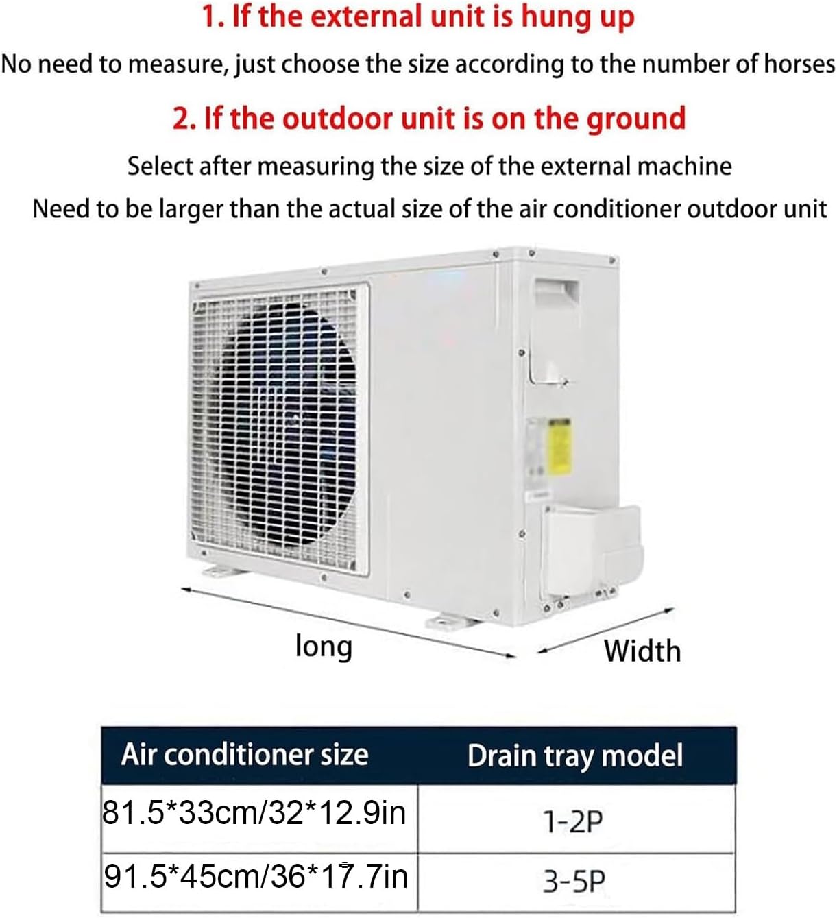 Plastic Water Tray, Portable Air Conditioner Condensate Drain Tray with Drain Hole and Hose f Split Air Conditioner Indoor Unit(91.5 * 45cm)