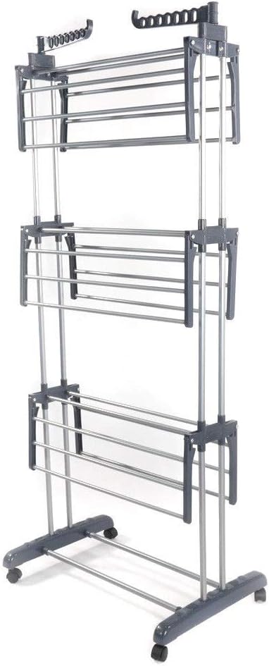 3 Tier Aluminum Laundry Organizer Folding Drying Rack Clothes Dryer Hanger Stand Storage by SHG