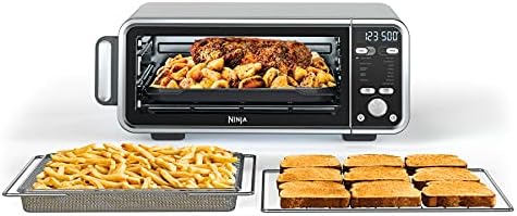 Ninja SP301 Dual Heat Air Fry Countertop 13-in-1 Oven with Extended Height, XL Capacity, Flip Up & Away Capability for Storage Space, with Air Fry Basket, SearPlate, Wire Rack & Crumb Tray, Silver