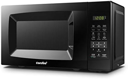 COMFEE' EM720CPL-PMB Countertop Microwave Oven, 0.7cu.ft, 700W, Black & Mini Countertop Toaster Oven, 2-Knobs Easy to Control with Timer-Bake-Broil-Toast Setting, 1000W, Black