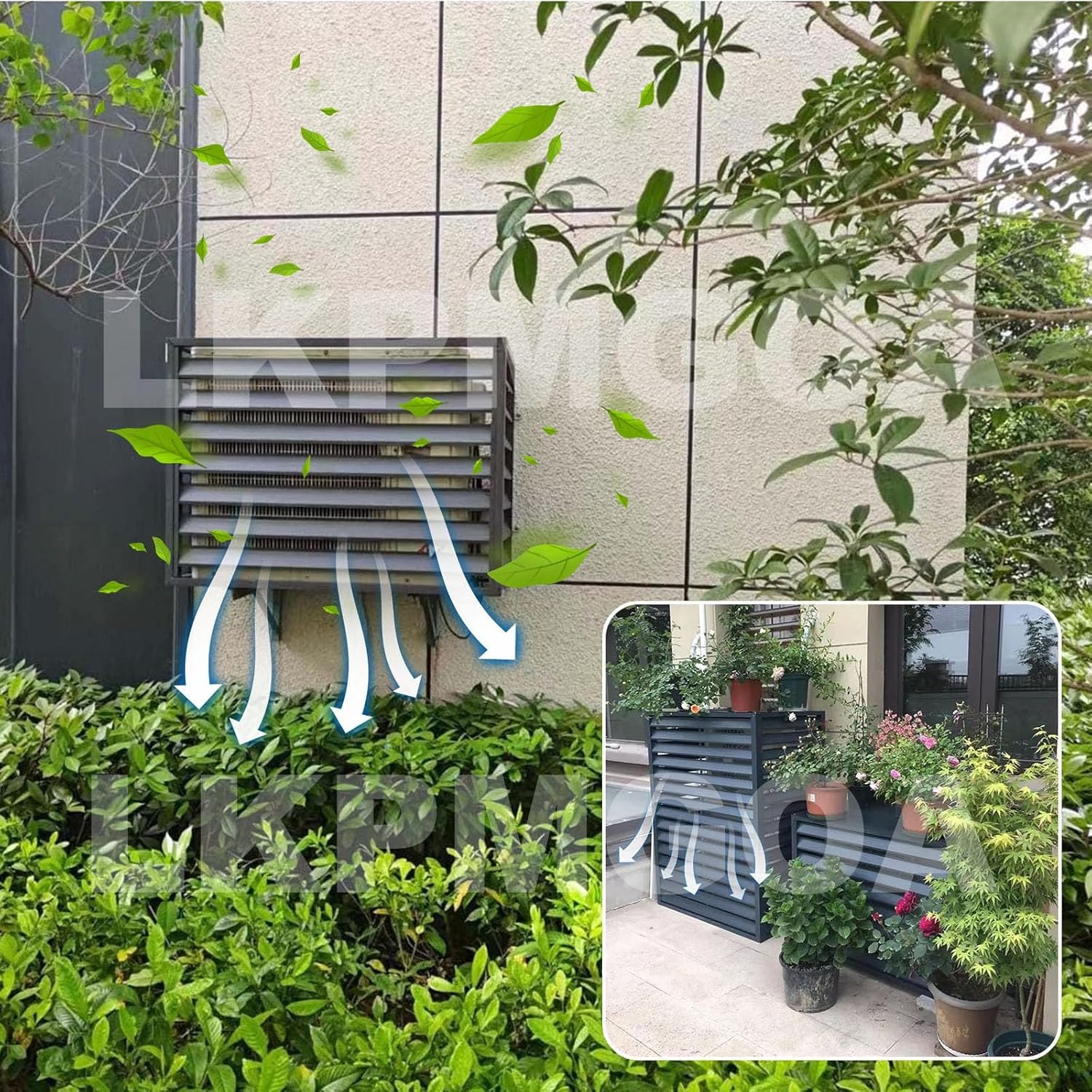 Air Conditioner Fence Panels, Outdoor Privacy Fence Covers, Hid Air Conditioner Rack Flower Stand, All Weather, Noise Reduction(Brown,2 3P)