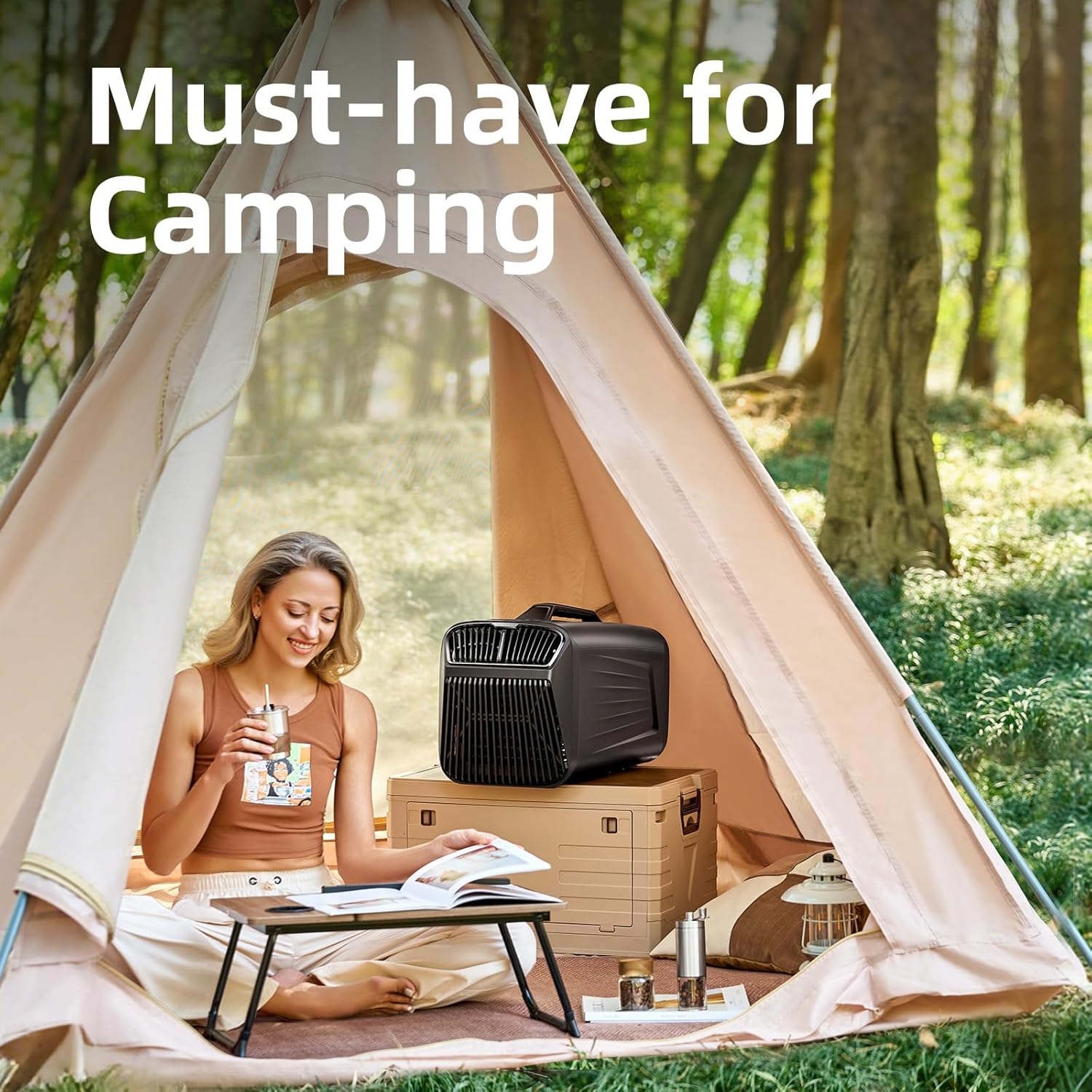 5200BTU Portable Tent Air Conditioner for Camping Outdoor and Indoor Use, 400W Consumption Quiet Air conditoning For Truck RV Van and Car Cooling, Small AC for Garage and Pet(Grey)