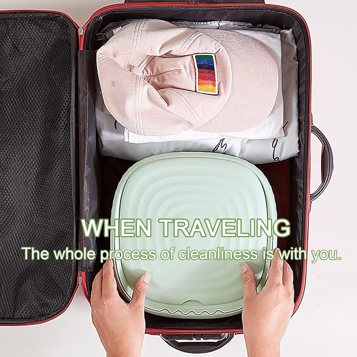 Washing Machine, Mini Washer and Dryer, with 3 Modes Cleaning, Portable Washer with Soft Spin and Draining (Color : Green)