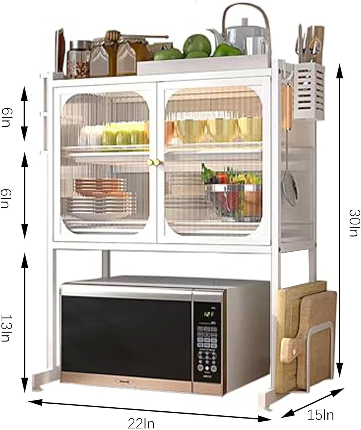 Kitchen Countertop Microwave Oven Rack,Microwave Stand,Microwave Shelf with Storage Cabinet,Suitable for Tabletop Tableware Storage in Kitchens and Restaurants (White)