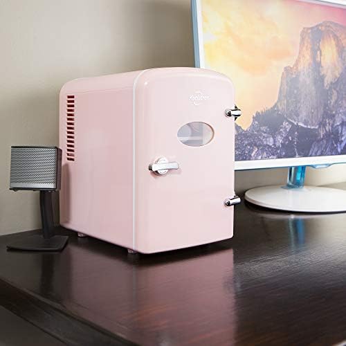 Koolatron Mini Fridge - Refrigerator for Bedroom, Office, Portable Table Top Beverage Cooler, 12V 110V Refrigerador for Drinks, Soda, Wine, Use in Car, Dorm, Outdoor, Patio, 6 Can