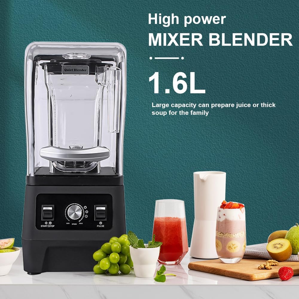 Professional Commercial Quiet Blender, Quiet Shield Blender for Shakes and Smoothies,Noise Reduction blender with Shield Quiet Sound Enclosure