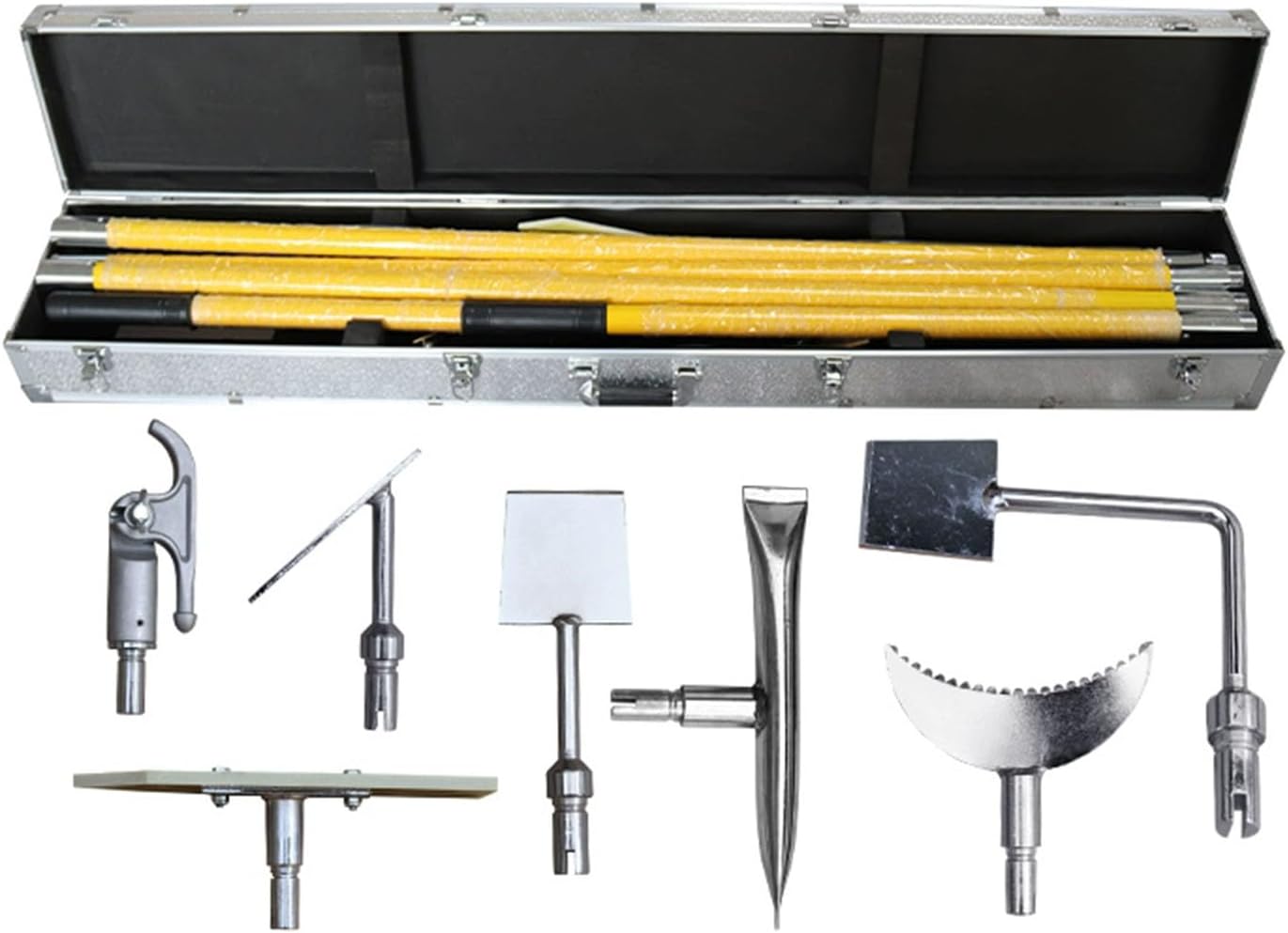 High Voltage Insulation Deicing Combined Tool Substation Ice Deicing Rod - 7 Shovel Heads Compatible, Insulated Snow Scrapers Rod/Ice Removal for Electric Power/Substations/Construction Sites, 6M,B