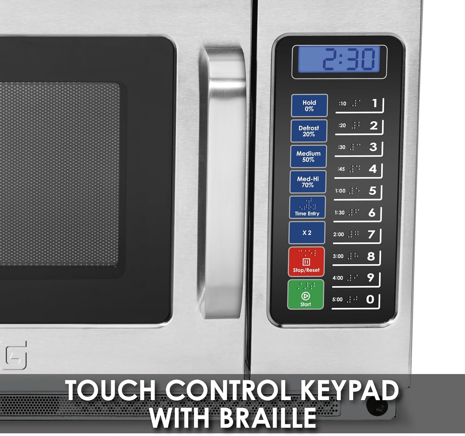 Waring Commercial WMO120 Heavy Duty Microwave Oven, 1.2 Cubic Feet, 10 Programmable Memory Settings, 5 Power Levels, Stainless Steel Construction, 208/230V, 1800W Dual Magnetrons, 6-15 Phase Plug