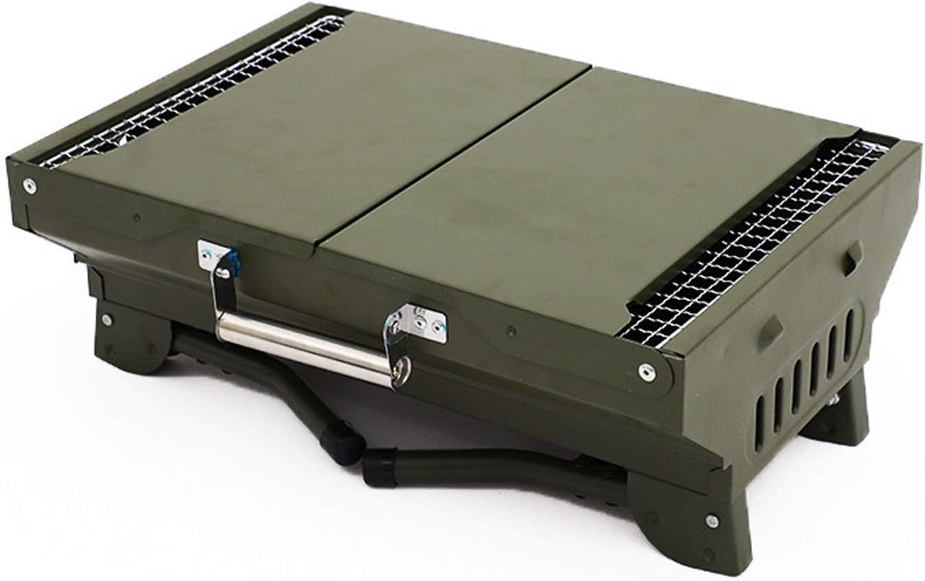 Barbecue Grill/Charcoal Grill Foldable Portable Travel Camping BBQ Grill 2-3 Family Home Outdoor Folding Charcoal Barbecue Cooking Grill Picnic Accessories, Olive Green Charcoal Barbecue Grill