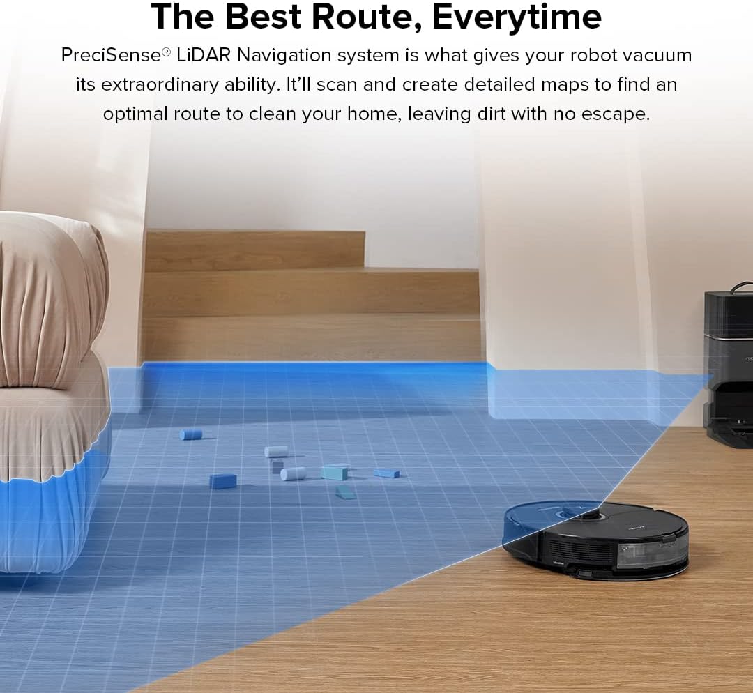 roborock S8+ Robot Vacuum, Sonic Mop with Self-Empty Dock, Stores up to 60-Days of Dust, Auto Lifting Mop, Ultrasonic Carpet Detection, 6000Pa Suction, Black (Renewed)