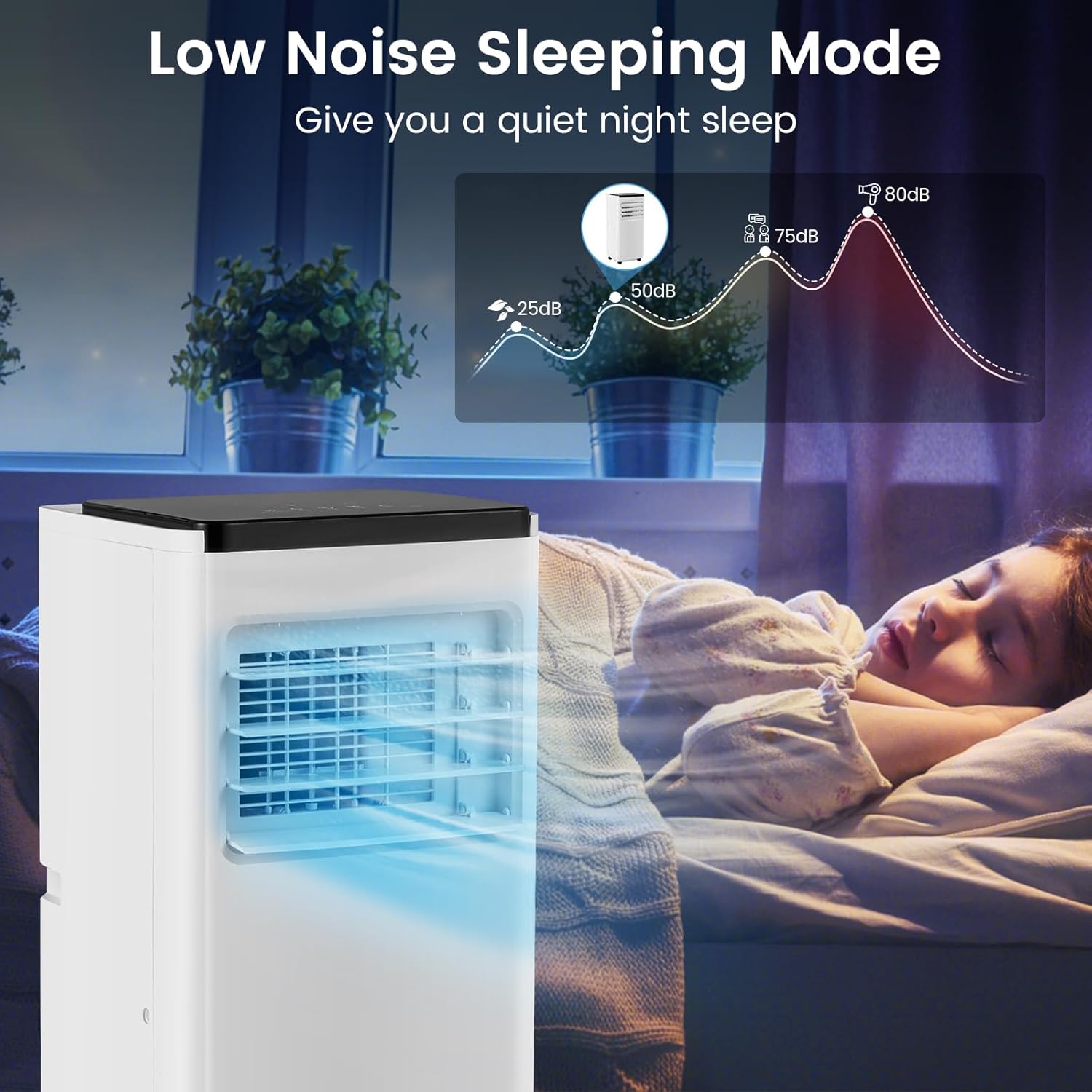 GOFLAME 10000BTU Portable Air Conditioner, 3-in-1 AC Unit with Built-in Dehumidifier, Fan Mode, Sleep Mode & 24H Timer, Powerful AC with Remote & Window Vent Kit, Cool Up to 250 sq.ft., White