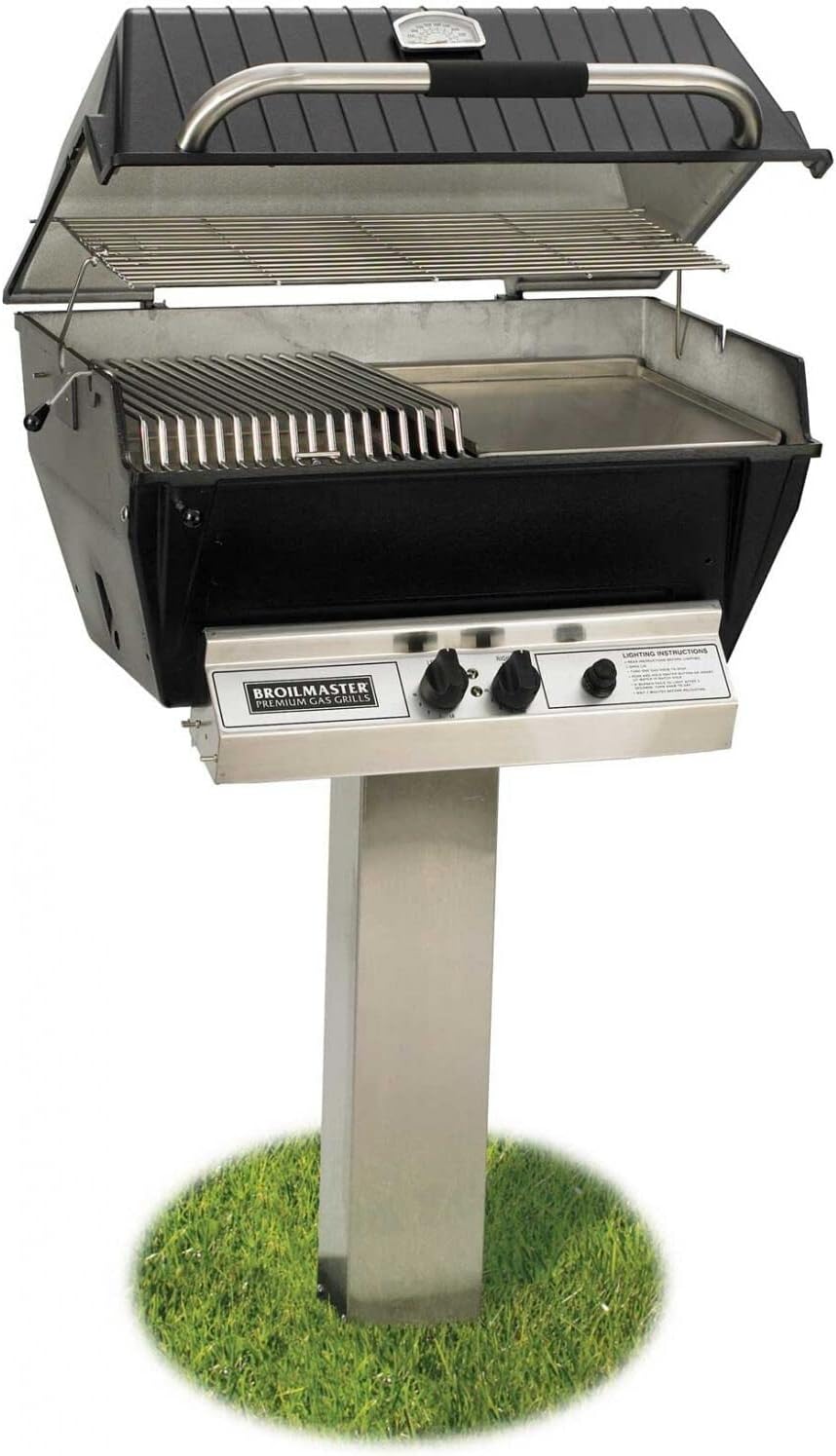 Broilmaster P3-SX Super Premium Propane Gas Grill On Stainless Steel In-Ground Post