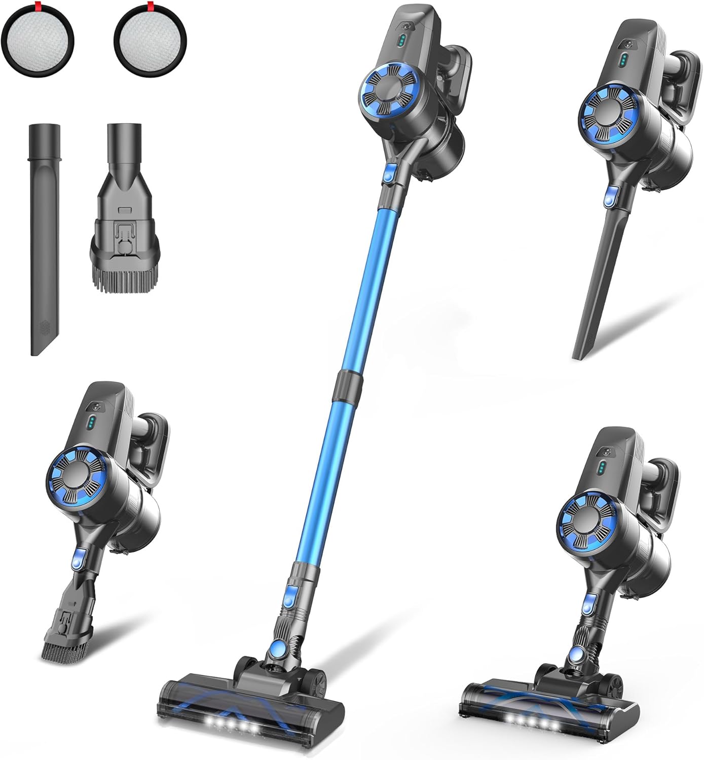 Cordless Vacuum Cleaner,8-in-1 Lightweight Stick Vacuum with Powerful Suction,Self-Standing,40 Mins Max Runtime,Rechargeable Vacuum Cleaners for Home,Hardwood Floor,Carpet,Pet Hair (Charcoal)