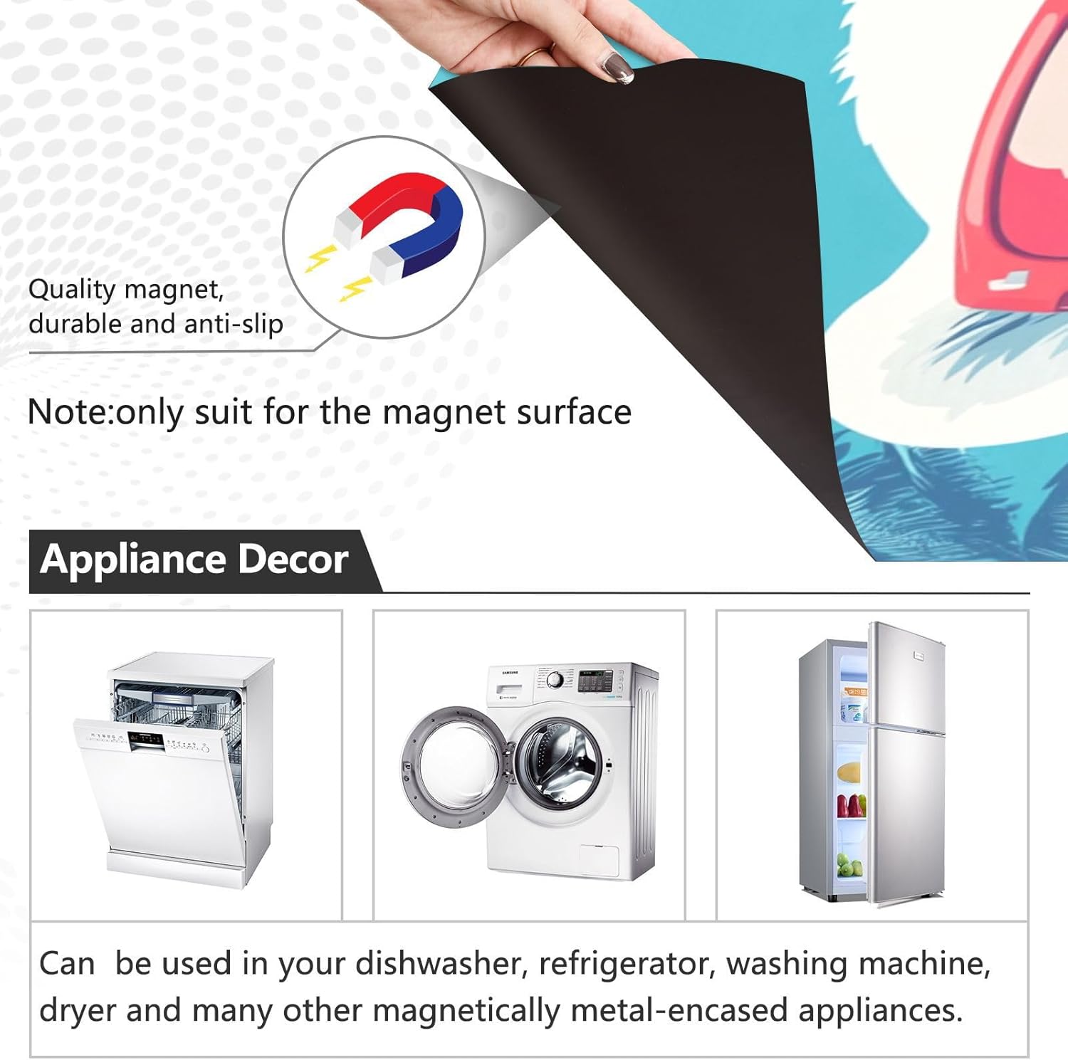 Dishwasher Magnet Cover Large Magnetic Stickers Polar Bear Illustration Front Dishwasher Cover Reusable Decal for Home Kitchen Anti-Scratch Refrigerator Decorative Lid Washing Machine Laundry 23