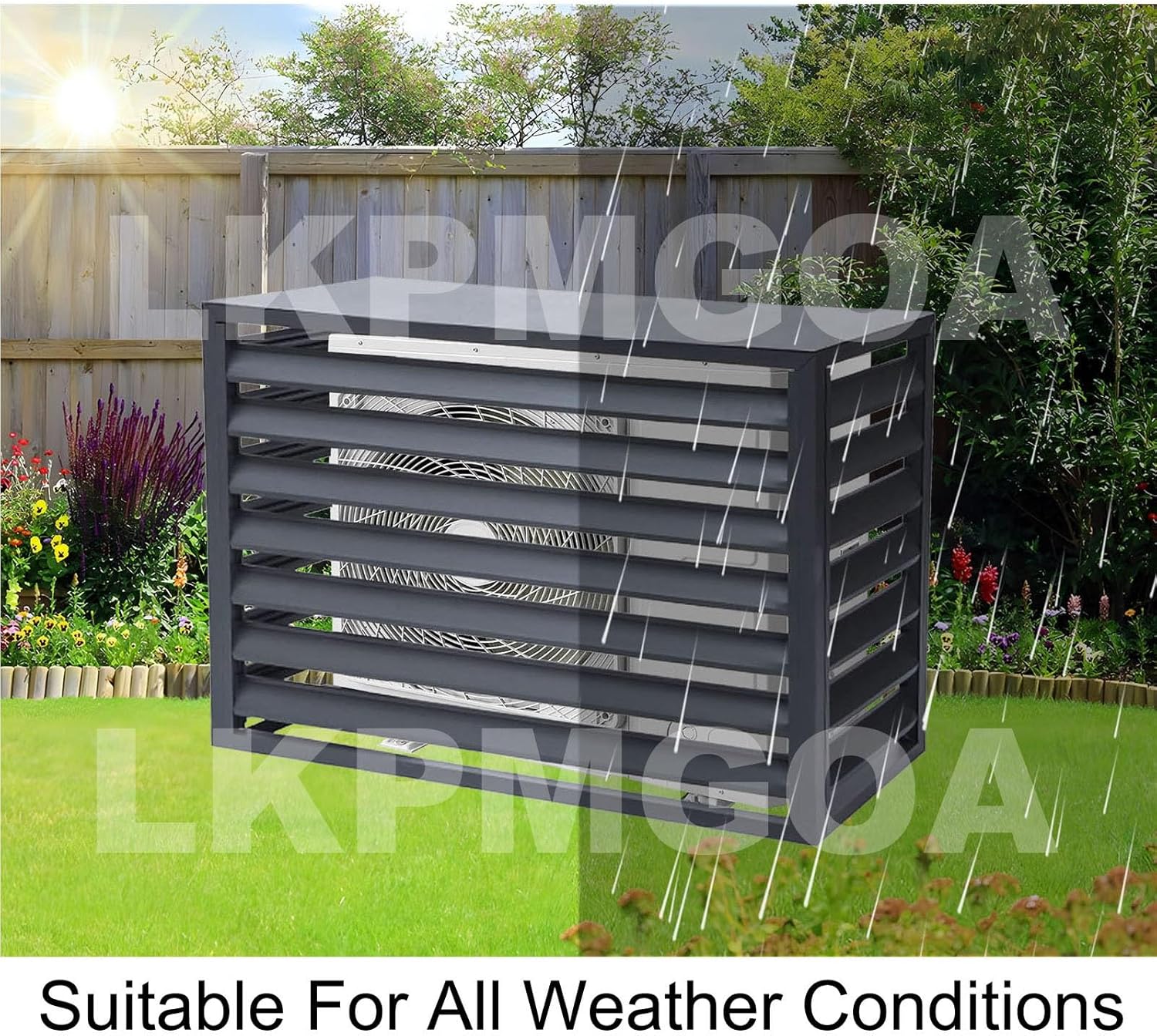 Air Conditioner Fence Panels, Outdoor Privacy Fence Covers, Hid Air Conditioner Rack Flower Stand, All Weather, Noise Reduction(Brown,2 3P)