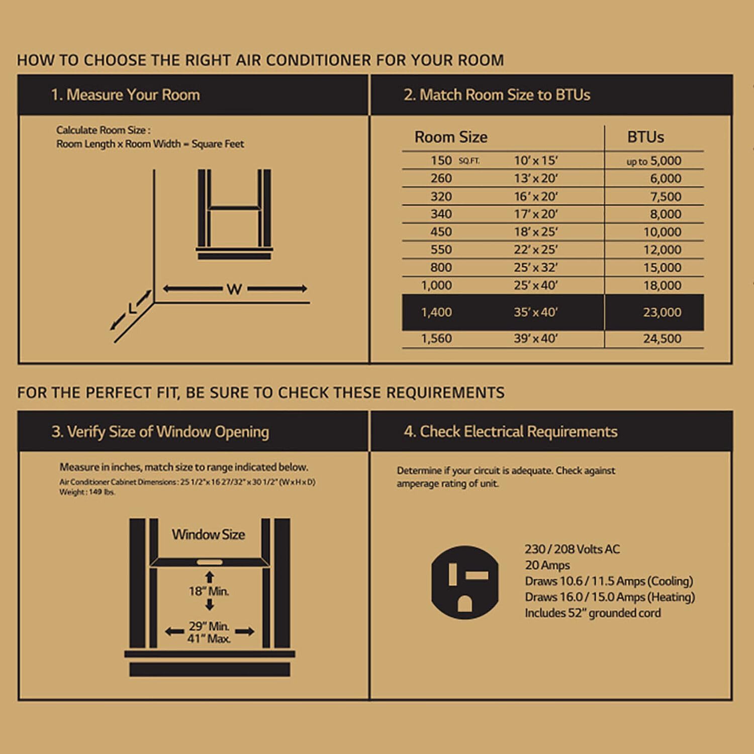 LG 23,000 BTU Smart Window Air Conditioner with Heat, 230V, Air Conditioner Cools Rooms up to 1,400 Sq.Ft., Smartphone & Voice Control works with Remote, White