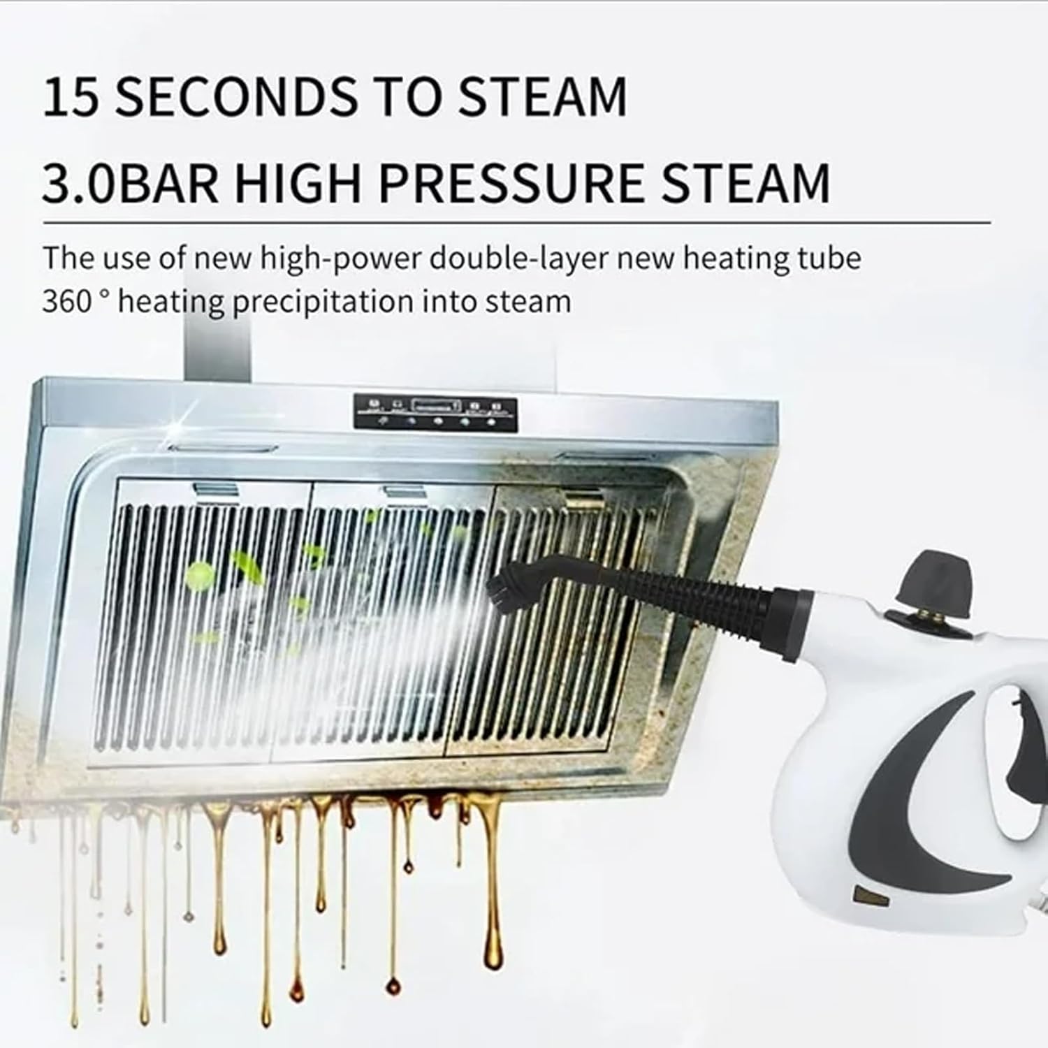 Steam Cleaner Handheld, 2025 Upgrade High Pressure Steamer for Home Cleaning, Car Interior, Kitchen, Furniture,Carpet, Tile|Multiple Nozzles (1Set+8 Fiber Cloth)