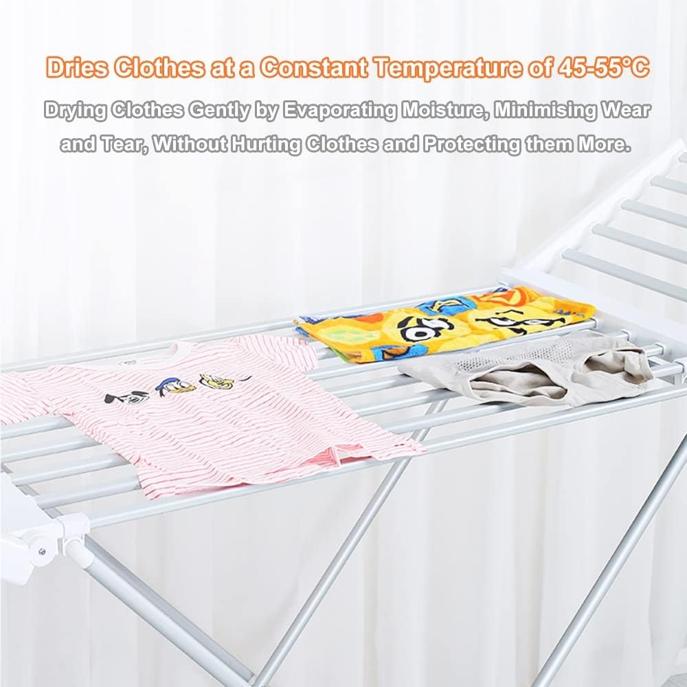 20 Bars Electric Heated Clothes Airer Dryer, Portable Electric Clothes Dryer, Foldable Clothes Drying Rack Machine with Wings, Quick Drying