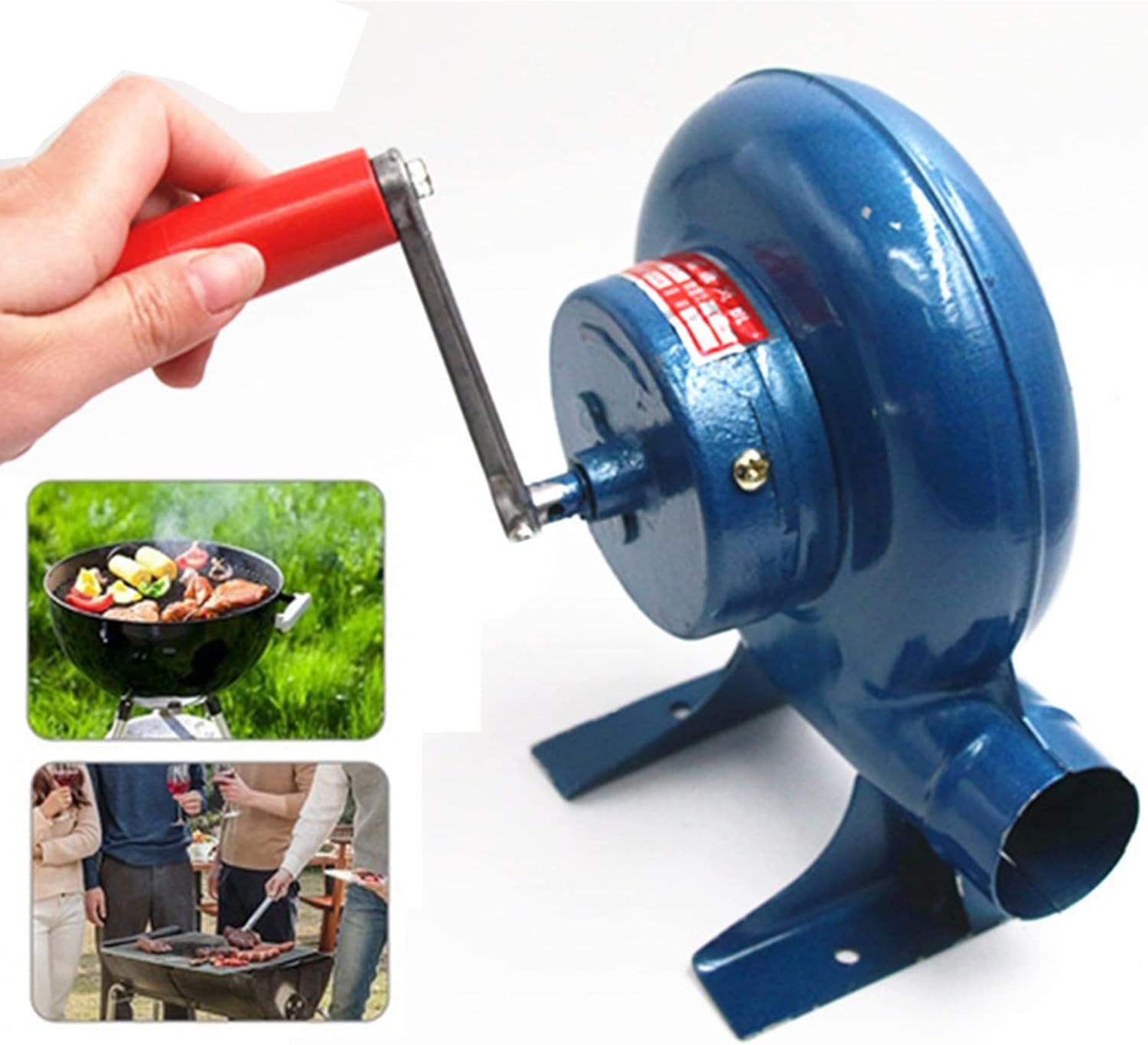 Outdoor Cooking BBQ Fan Air Blower,Hand Crank Centrifugal Blacksmith Forge Lighter,Iron Gear Manual Grill Fire Starter Tool Flame Exciter,for Camping Barbecue Picnic Fire Bellows Accessories