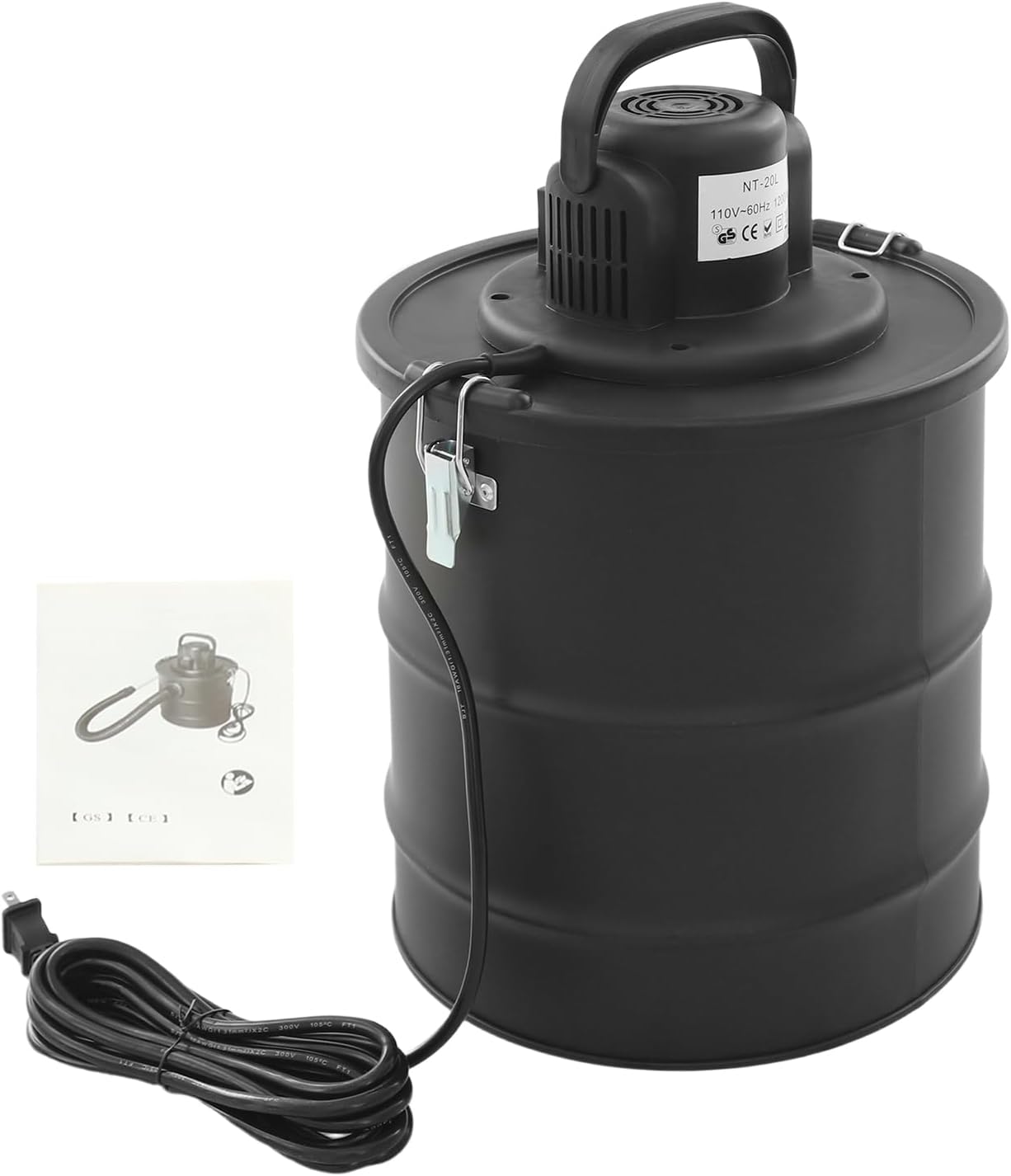 1200W Ash Vacuum Cleaner, 5.28 Gal Fireplace Ash Vacuum for Pellet Stoves, 18KPa Suction, for Fireplaces & BBQ