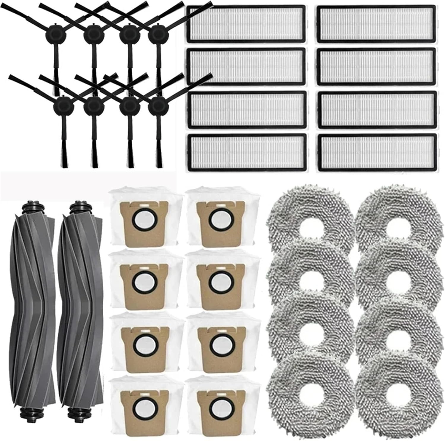 Compatible for Dreame L20 L30 X20 Pro Robot Vacuum, 5-in-1 Replacement Parts Kit with Main/Side Brush, HEPA Filter, Mop Pad, Dust Bag