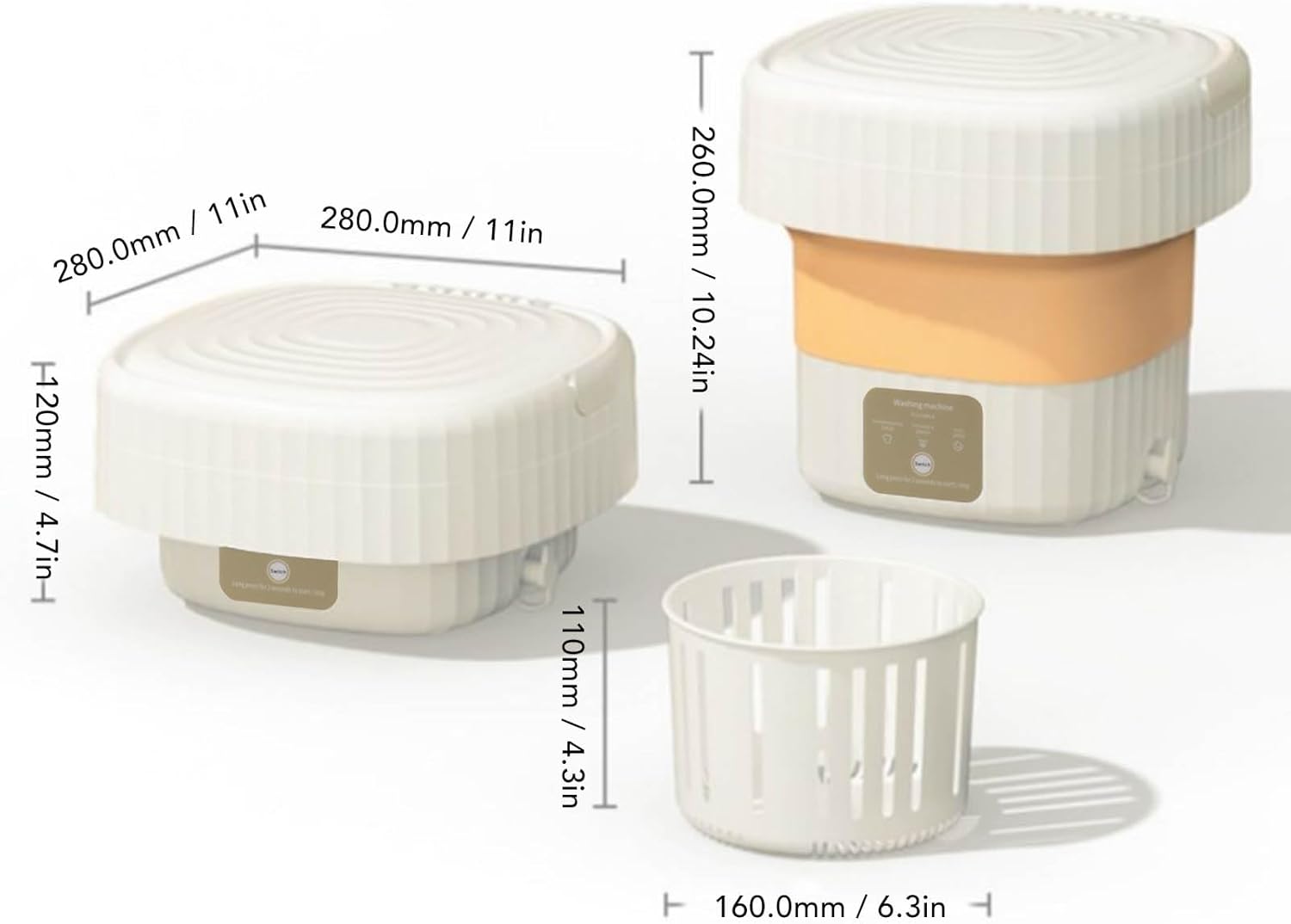 Tyenaza Mini Washer, 6L Portable Small Washing Machine Foldable Washer Deep Cleaning for Underwear, Baby Clothes and Other Small Clothes