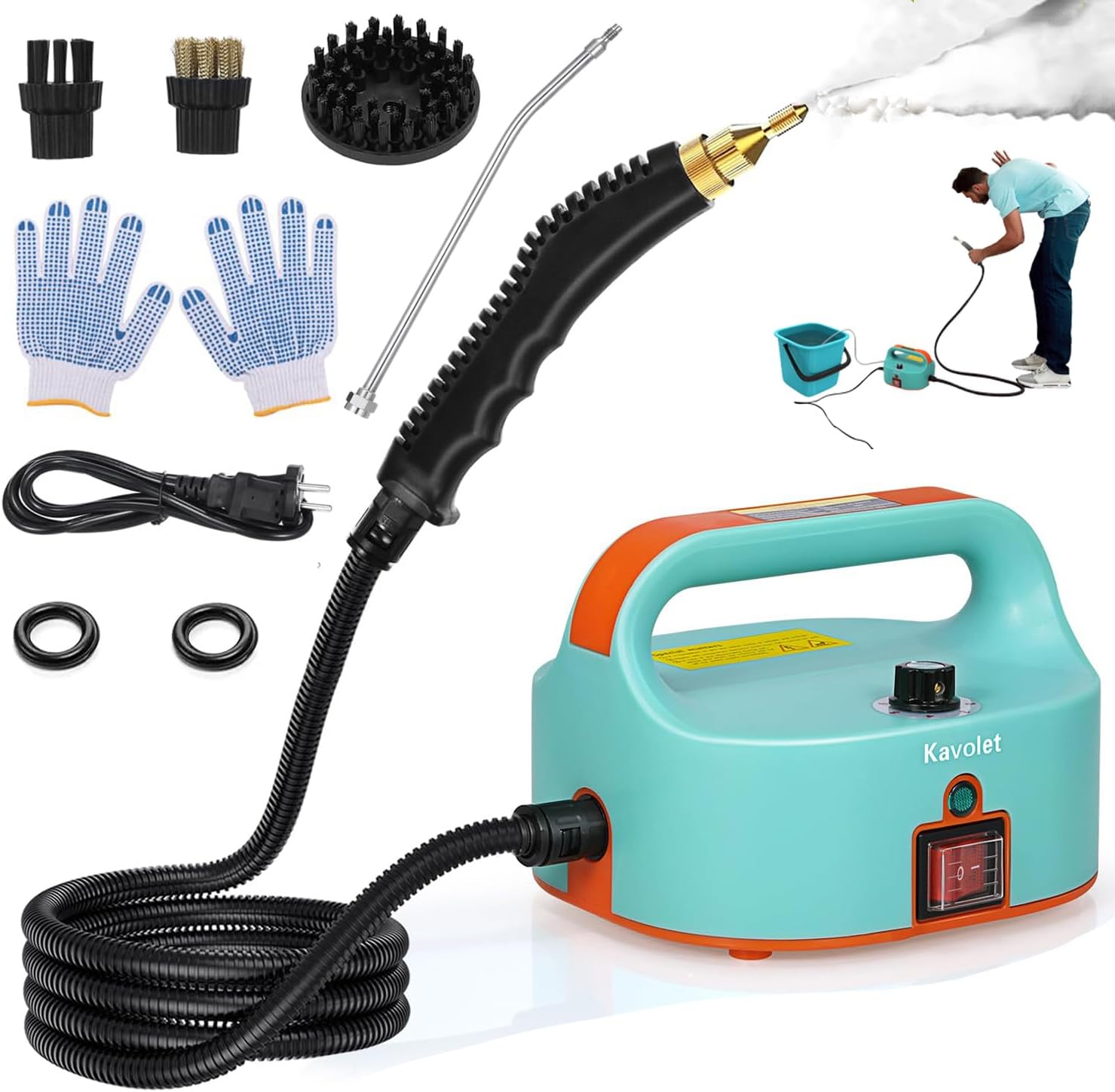 Steam Cleaner 1500W High Temperature High Pressure Mobile Cleaning Machine Steam Cleaner 50-400ml/min Multi Purpose 3.5Bar Handheld Pressurized Steam Cleaner