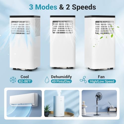 DORTALA Portable Air Conditioner 10000 BTU, 3-in-1 AC Unit with Remote Control, Dehumidifier, 24H Timer, Window Kit, Stand Up AC for 450 Sq.FT Bedroom, Dorm