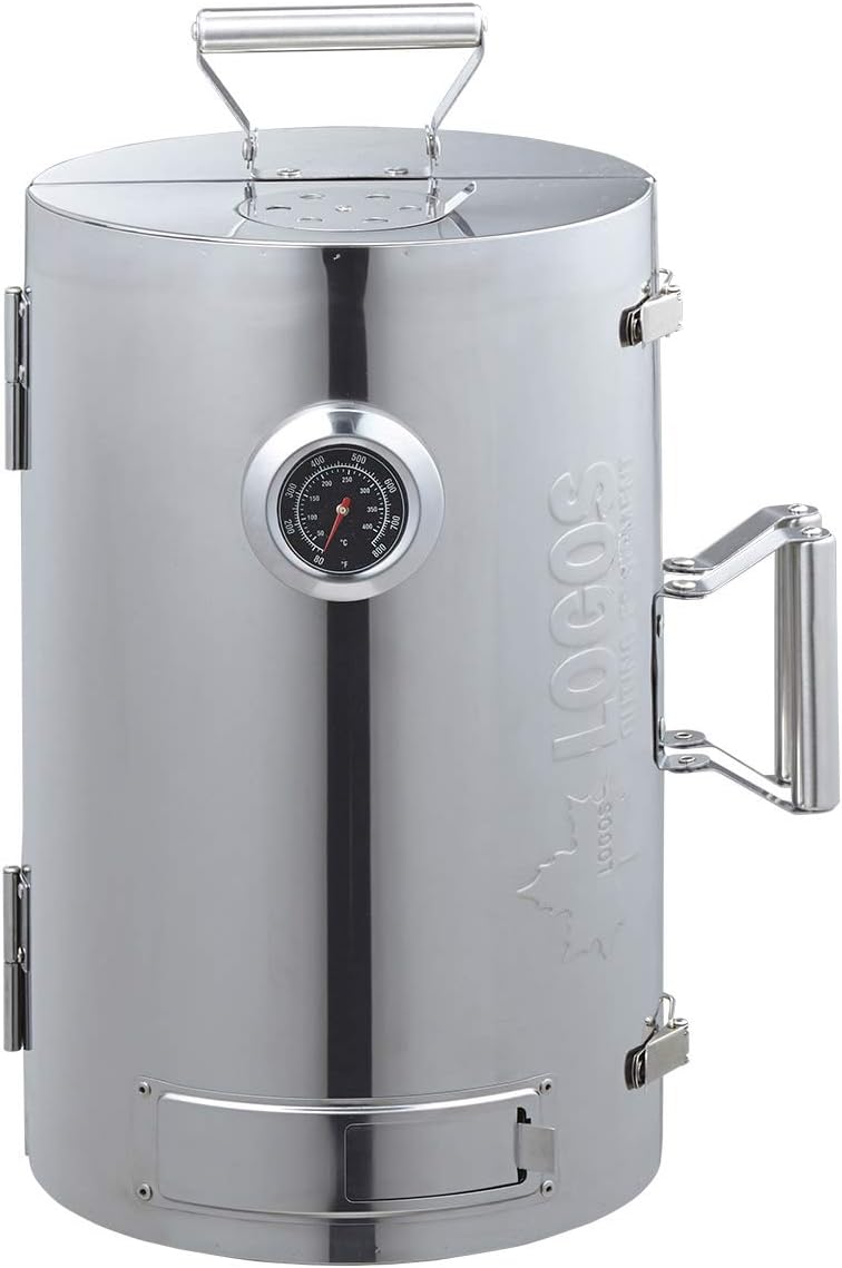 LOGOS Smoker, Forest Smoke Tower, Smoker, Cylindrical Type, 180° Opening/Closing Type, No Heat Source Required, Camping