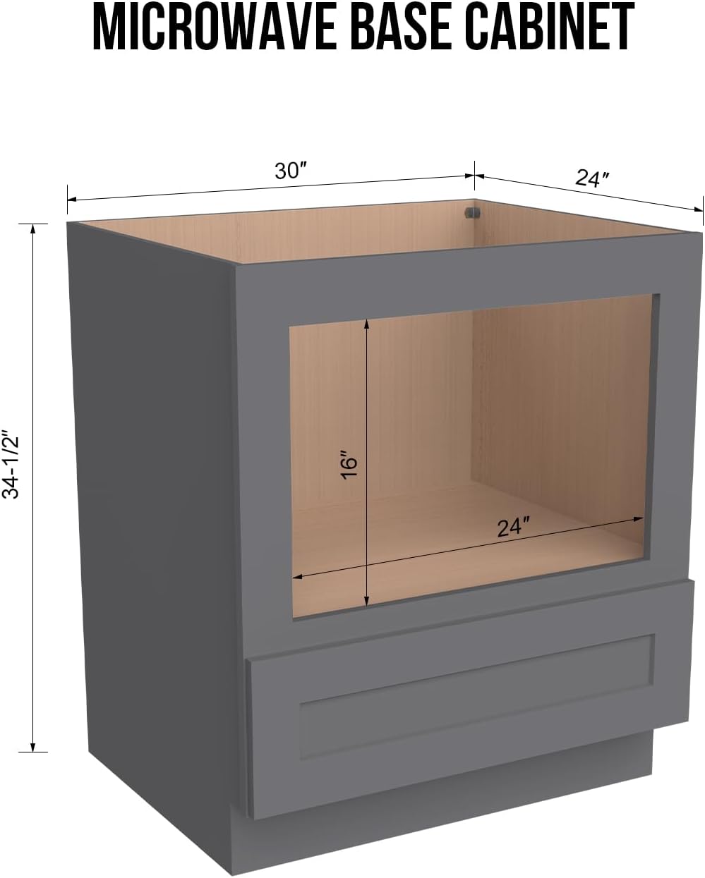 Microwave Base Cabinet – Solid Wood Shaker Style Kitchen Storage Base Unit with Drawer & Soft-Close Doors, RTA Pantry Cupboard for Dining Room, Coffee Bar 30