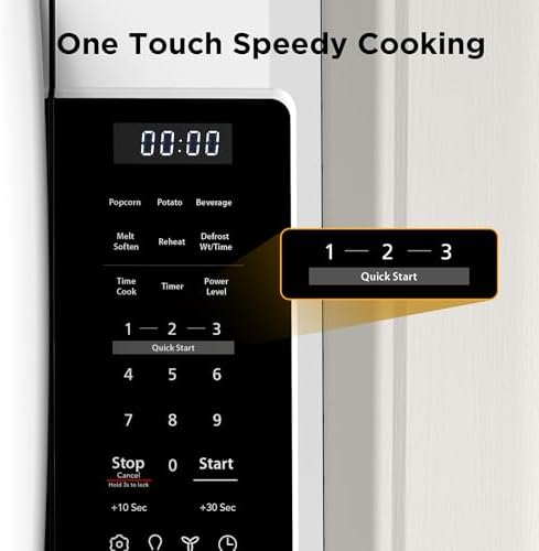 BLACK+DECKER Over the Range Microwave Oven with Vent and One-Touch Auto Cooking, 1.7 cu. ft. OTR Over Stove Microwave, White, 1000 Watts, EM044K6CF-WH