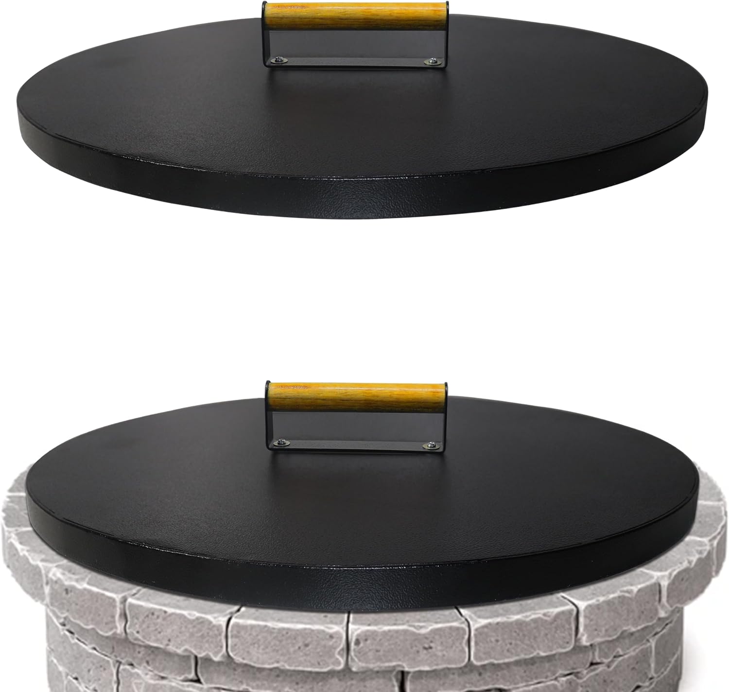 Round Fire Pit Cover, 30” inch Diameter, Grill Fire Ring Lid with Handle - 2 mm Thickness