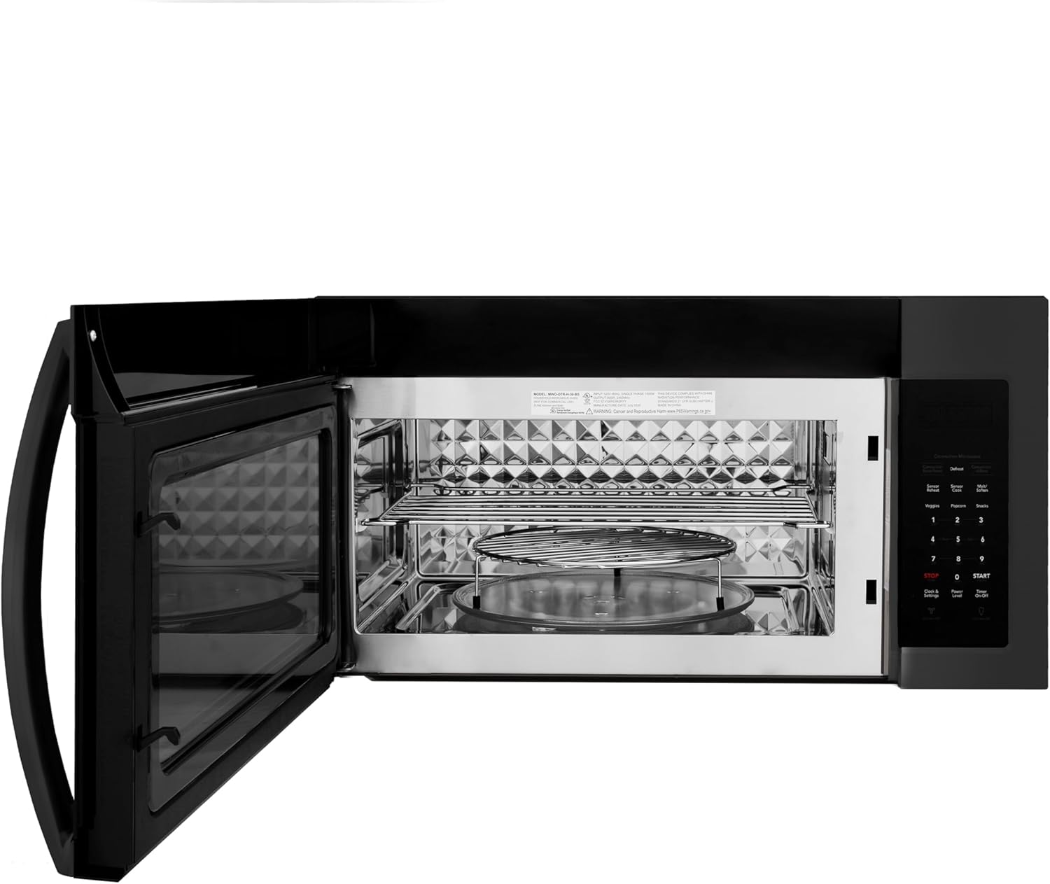 ZLINE Over the Range Convection Microwave Oven in Black Stainless Steel with Modern Handle and Sensor Cooking