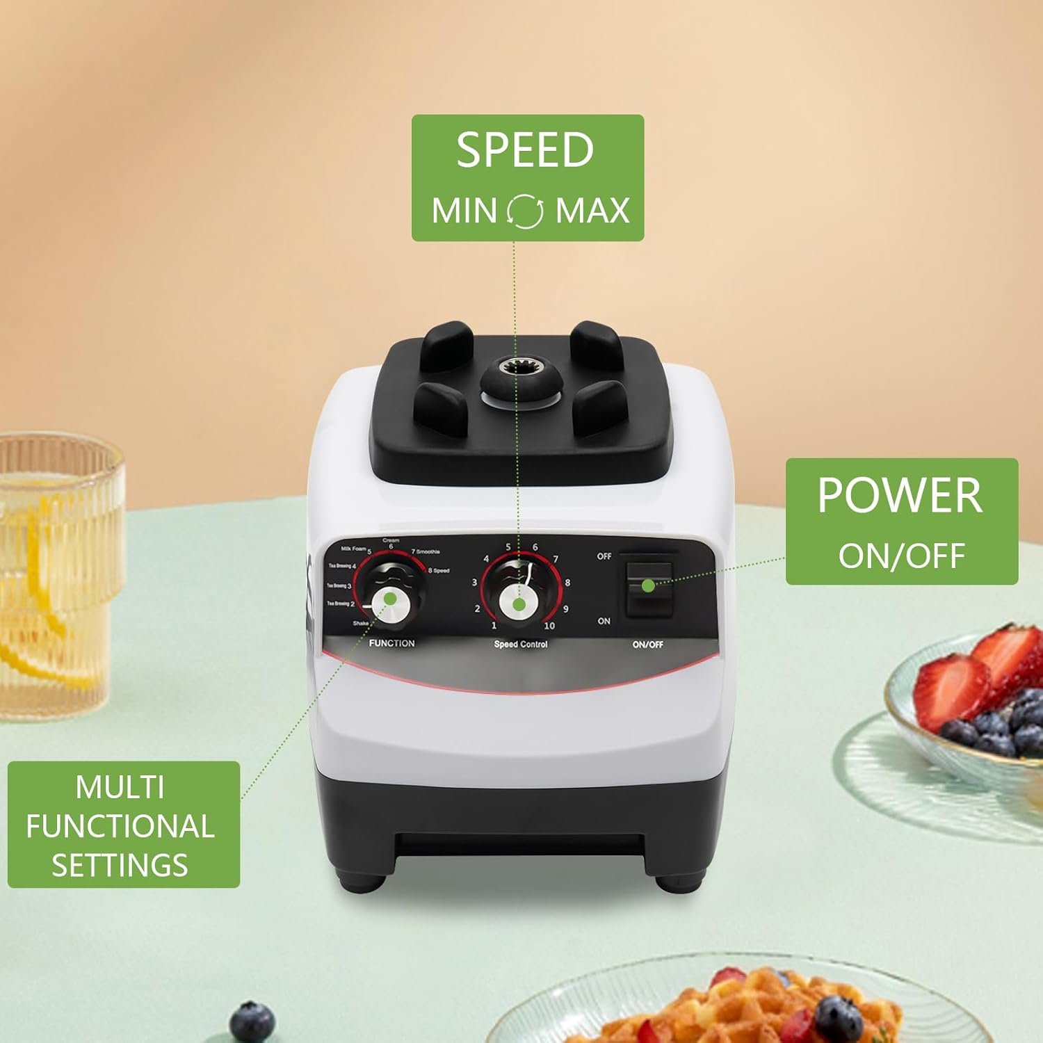 Bubble Tea Machine, Modern 1200ml Multifuction Blending Machine with 4 Different Cups, 10 Gears Speed, Countertop Smoothie Maker for Homes, Milk Tea Shops, Coffee Shops 1800W 30000RPM, Easy to Clean