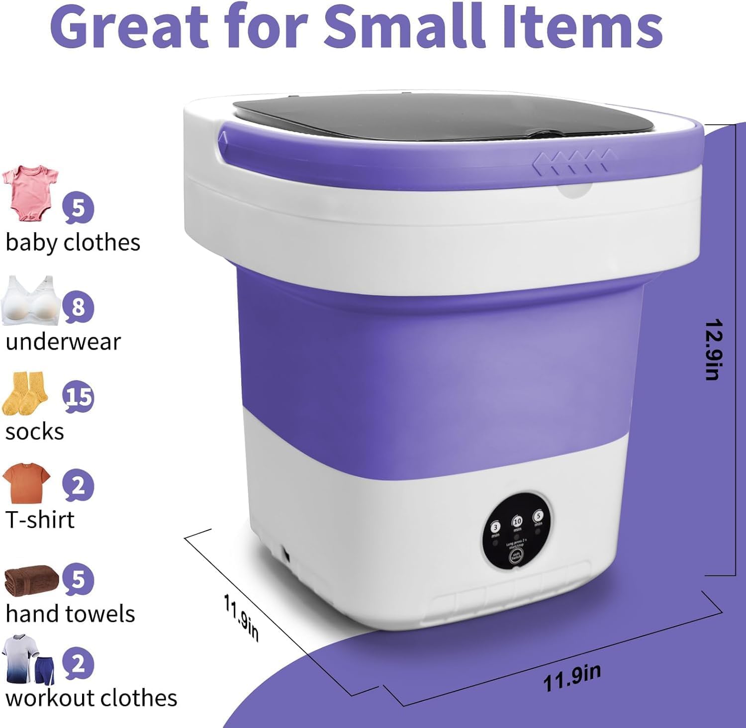 Portable Mini Washing Machine, 16L Upgraded with Spin Basket Laundry Machine, 3 Cleaning Modes Suitable for Small Clothes, Foldable Design Ideal for Hotel Campain Apartment and Home