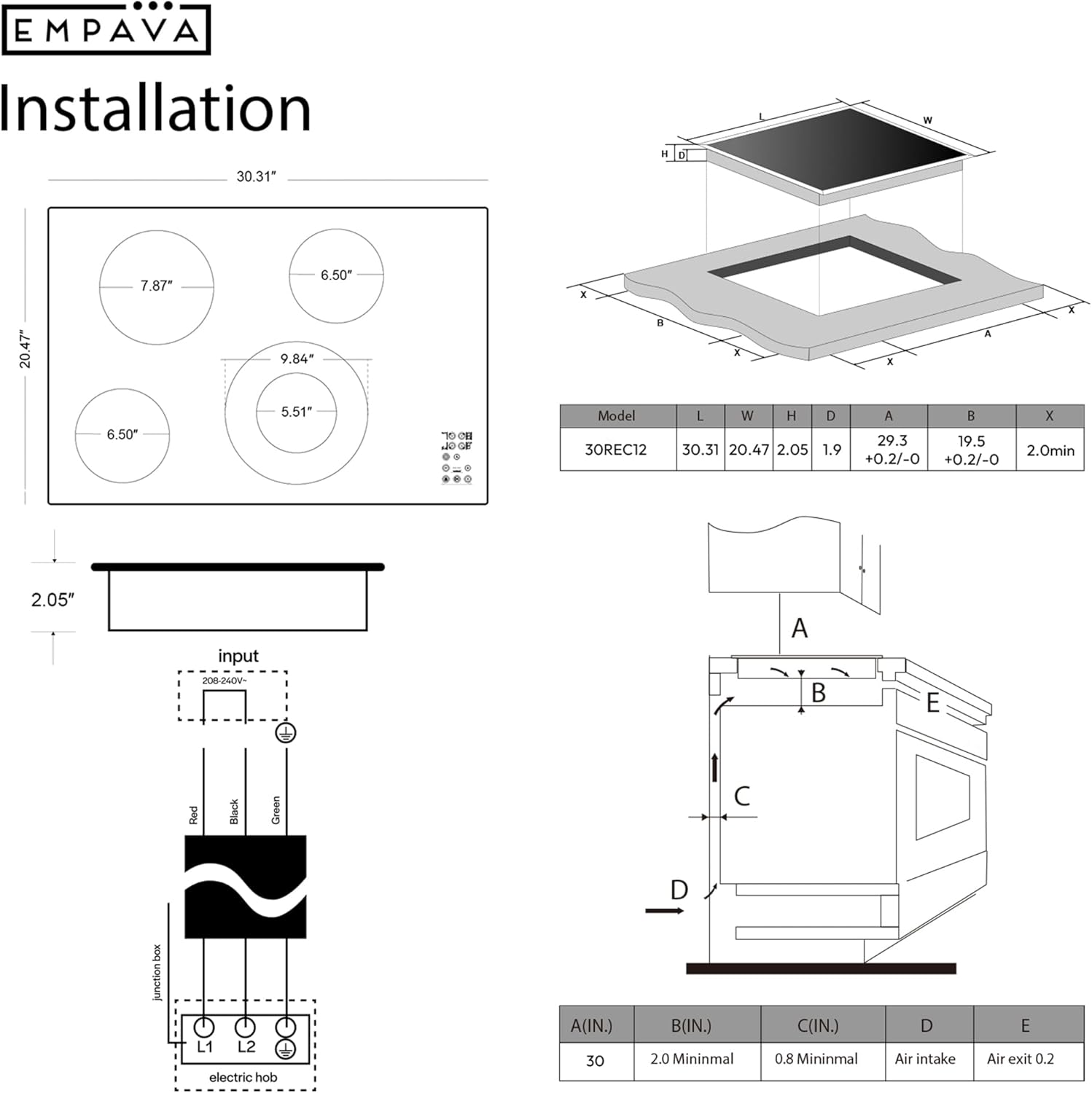 Empava 30 Inch Electric Ceramic Cooktop, 4 Radiant Burners with Dual Zone, Touch Controls, Timer, Stop & Go Pause, Child Lock, ETL Certified, Built-in Smooth Glass