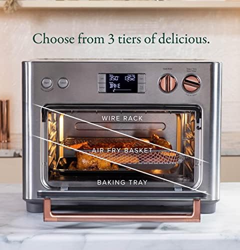 Café Couture Oven with 14 essential cooking modes, including Air Fry, CrispFinish, Bake, Broil, Roast, Toast, Pizza, WiFi & Smart Connected, Voice Control, Countertop Small Appliances, Steel Silver